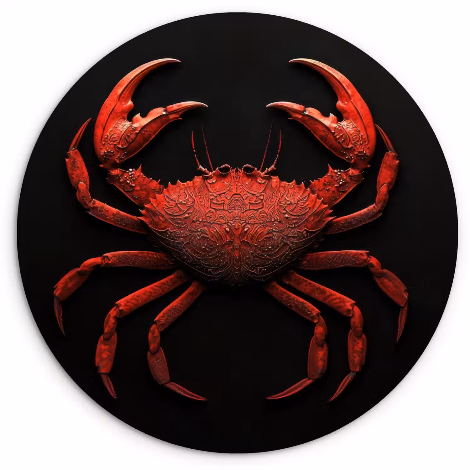Krab - Rood - Vissen - Schaaldieren Wandcirkel kunststof plaat 5mm dik klein -3d