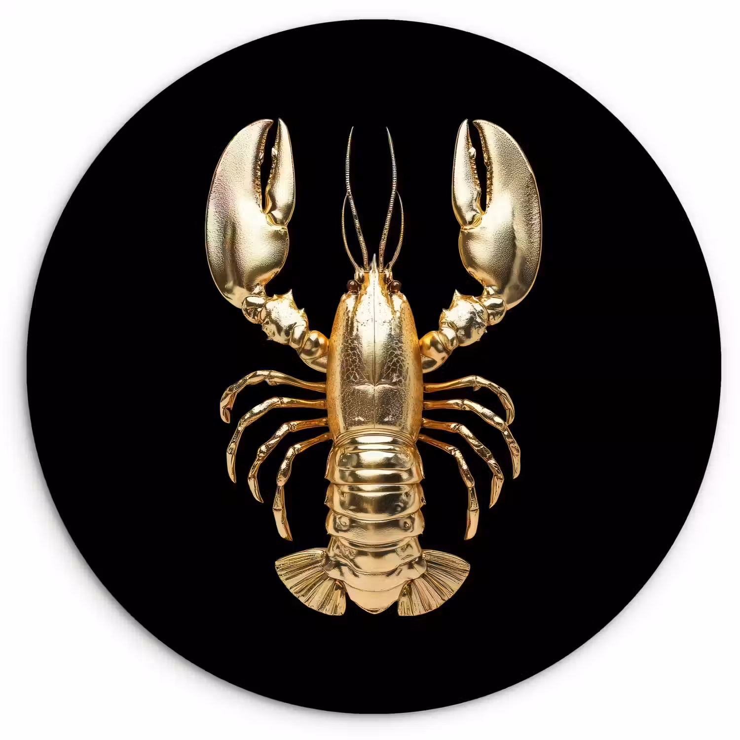 Kreeft - Goud - Textuur - Zwart Wandcirkel kunststof plaat 5mm dik klein -3d