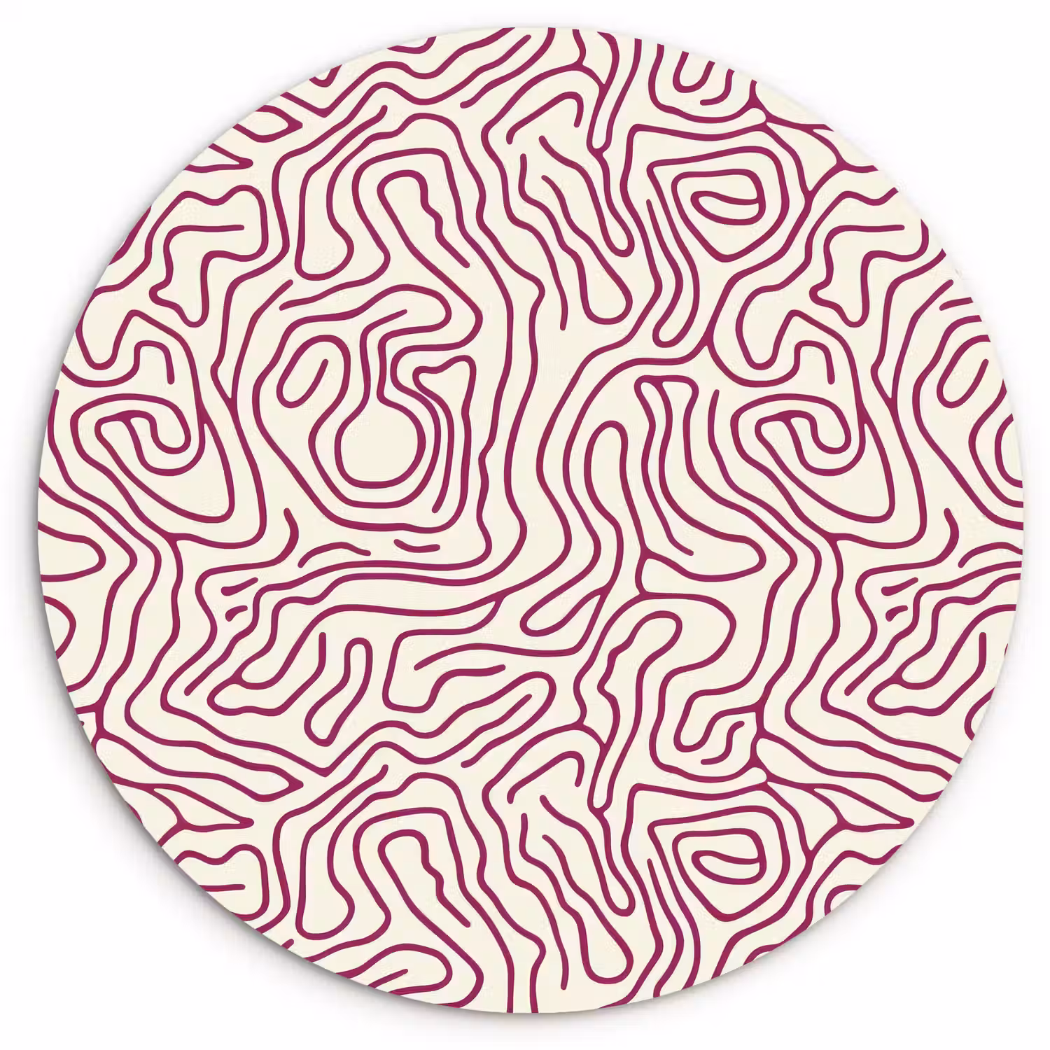 Kronkelende lijn - Magenta - Crème Wandcirkel kunststof plaat 5mm dik klein 188 -3d