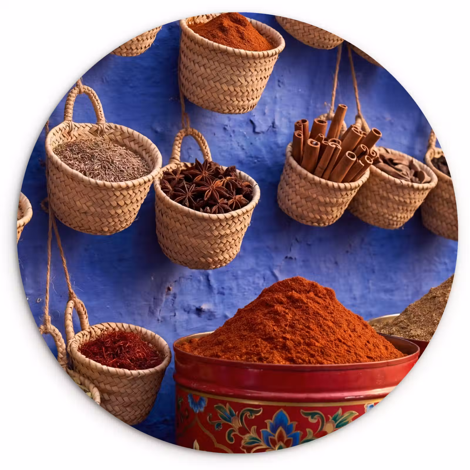Muurcirkel - Kruiden - Manden - Markt - Kruiden - Manden - Markt Wandcirkel kunststof plaat 5mm dik klein
