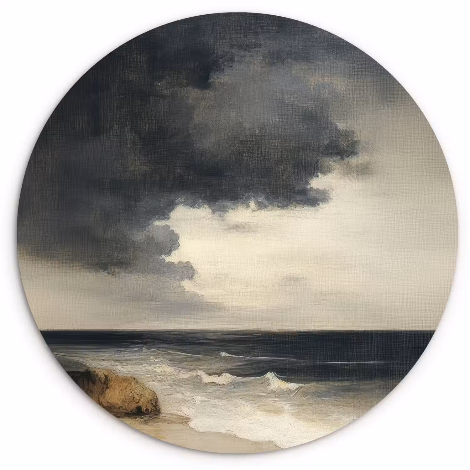 Kust - Golven - Rots - Storm Wandcirkel kunststof plaat 5mm dik klein -3d
