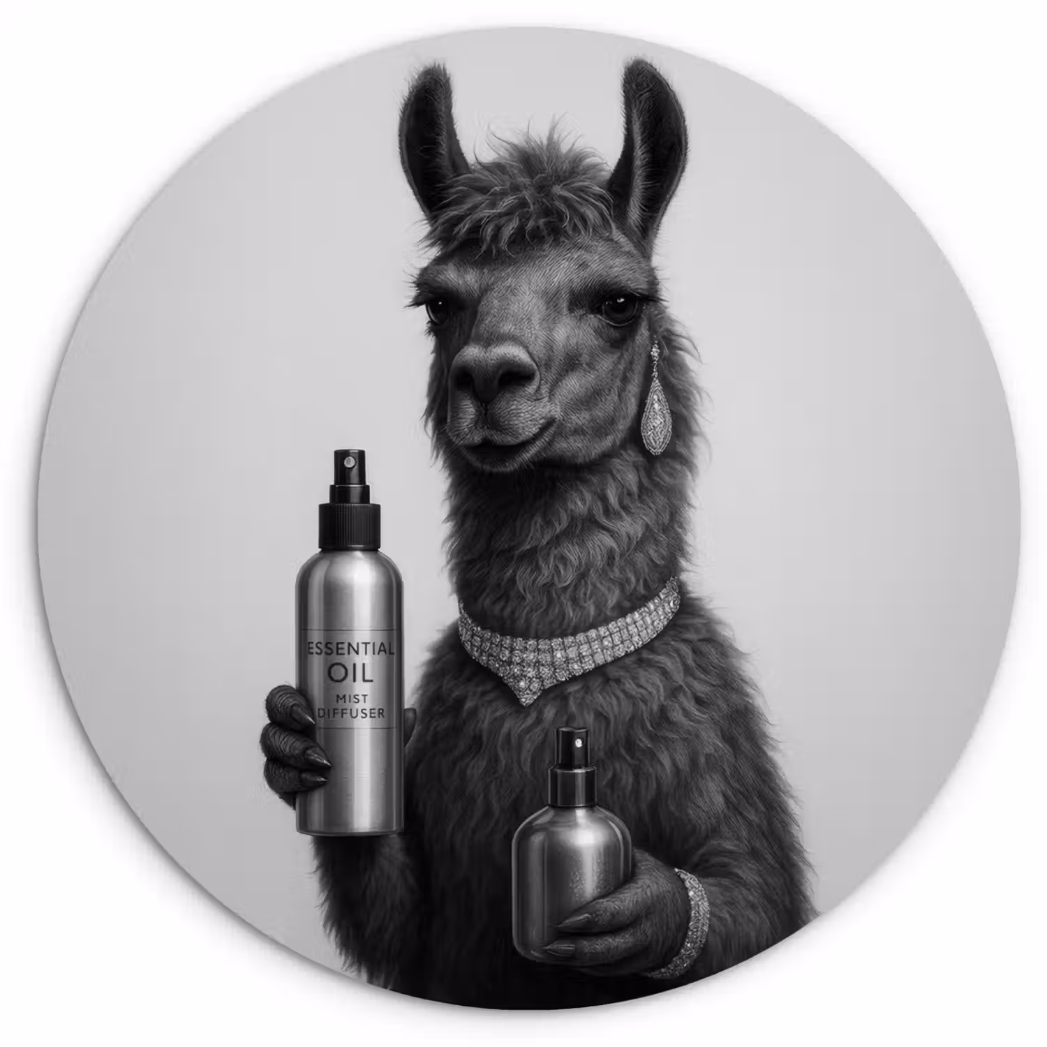 Lama - Flessen - Zwart - Wit Wandcirkel kunststof plaat 5mm dik klein -3d
