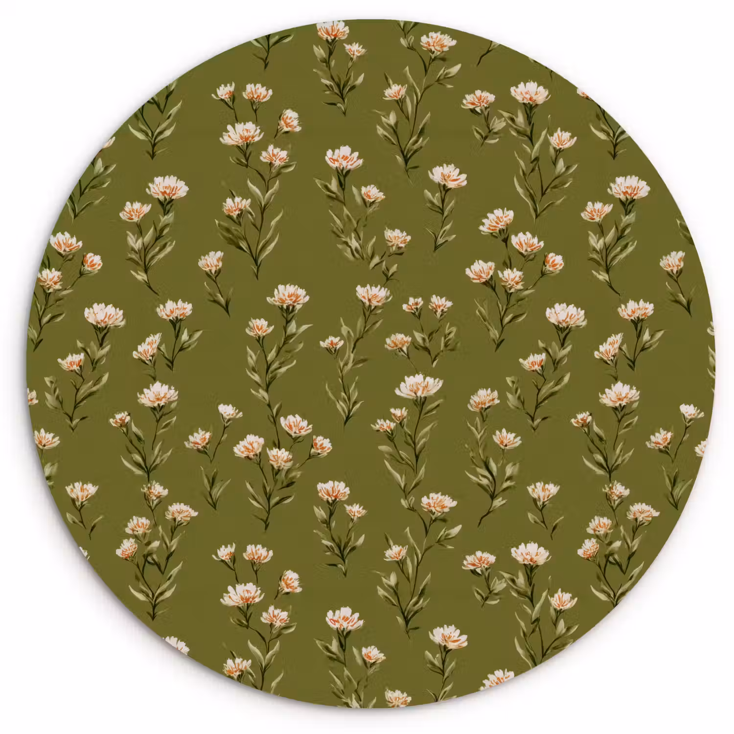 Landelijk - Bloemen - Groen Wandcirkel kunststof plaat 5mm dik klein 188 -3d