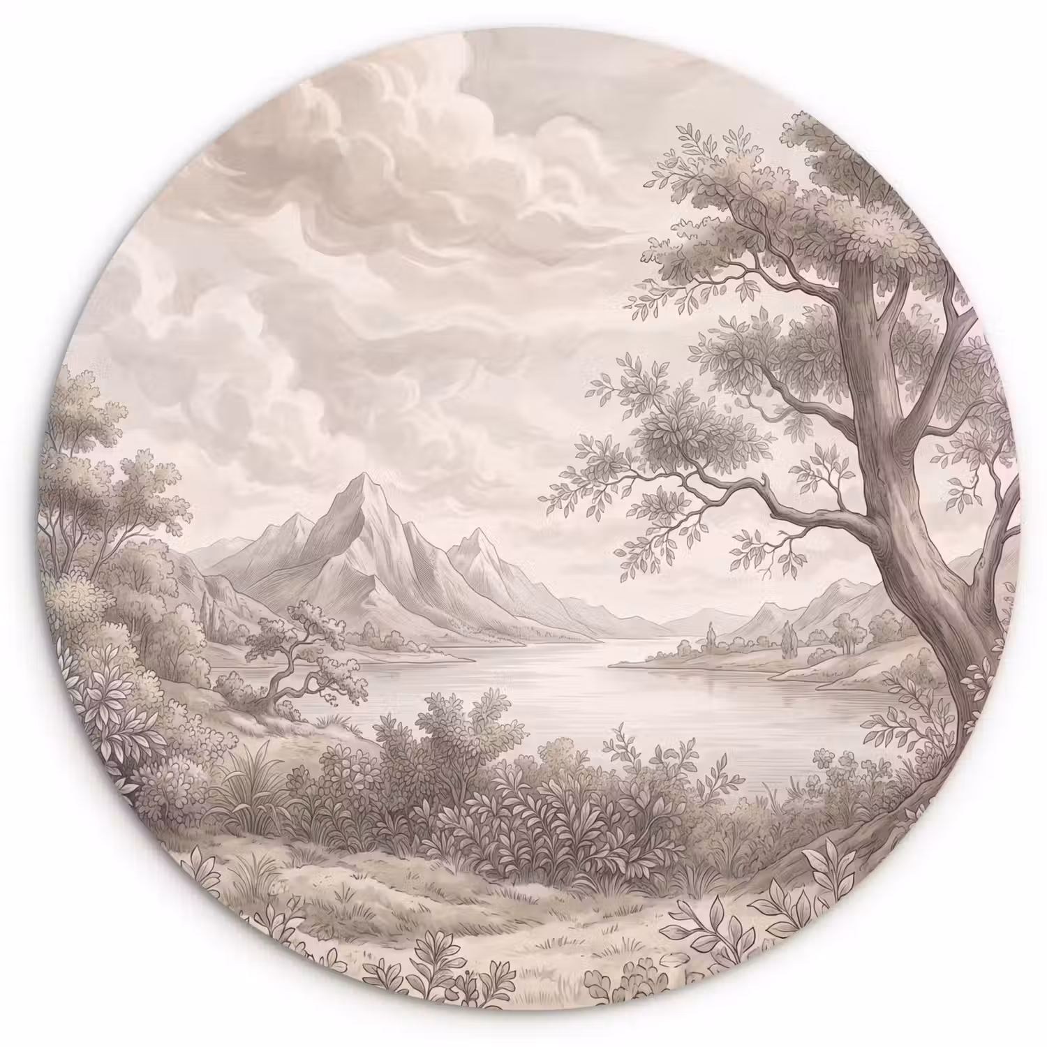 Landschap - Bergen - Meer - Natuur Wandcirkel kunststof plaat 5mm dik klein -3d