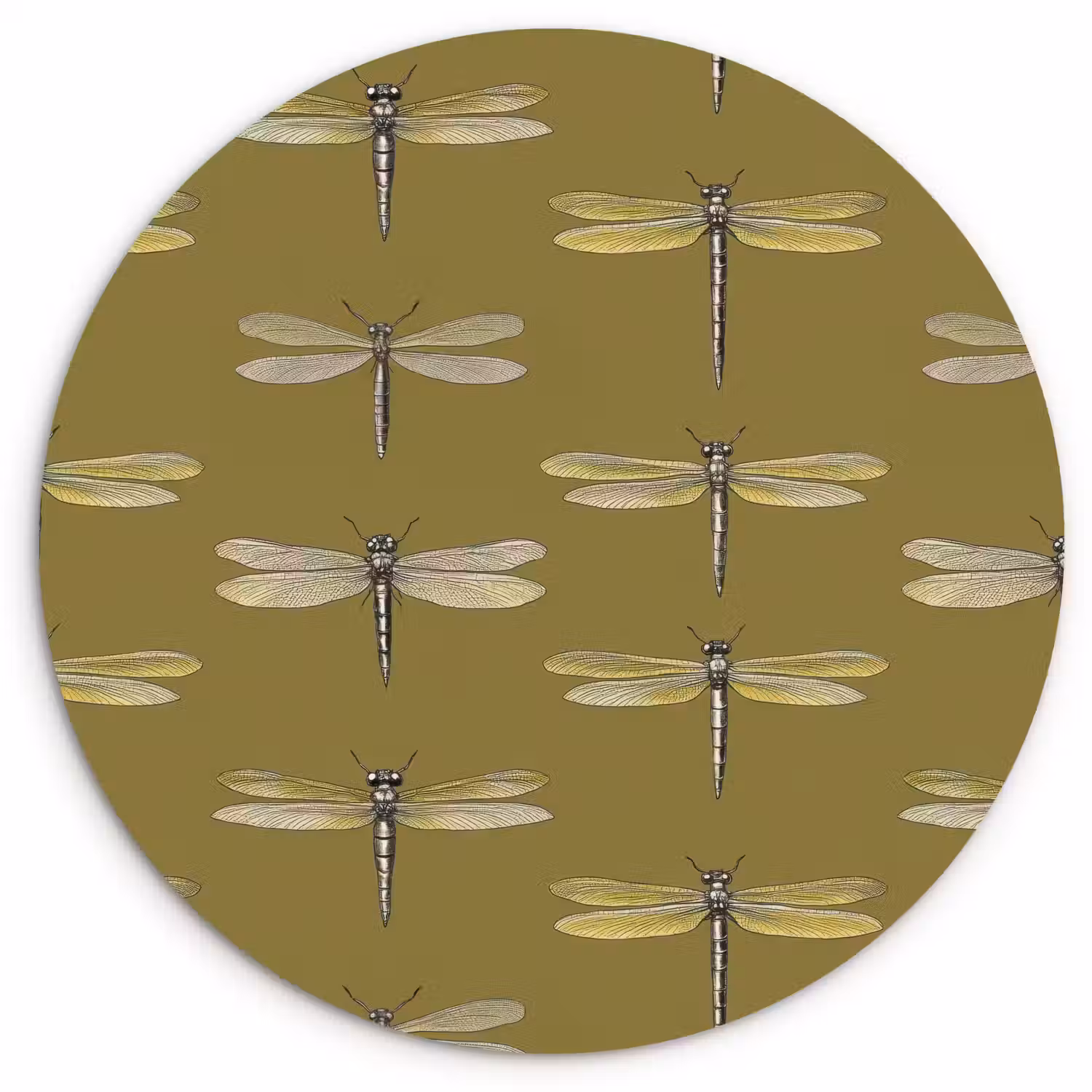 Libellen - Patroon - Groen Wandcirkel kunststof plaat 5mm dik klein 188 -3d