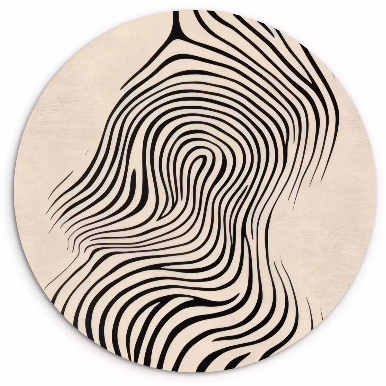 Lijnen - Abstract - Golvend - Zwart Wandcirkel kunststof plaat 5mm dik klein -3d