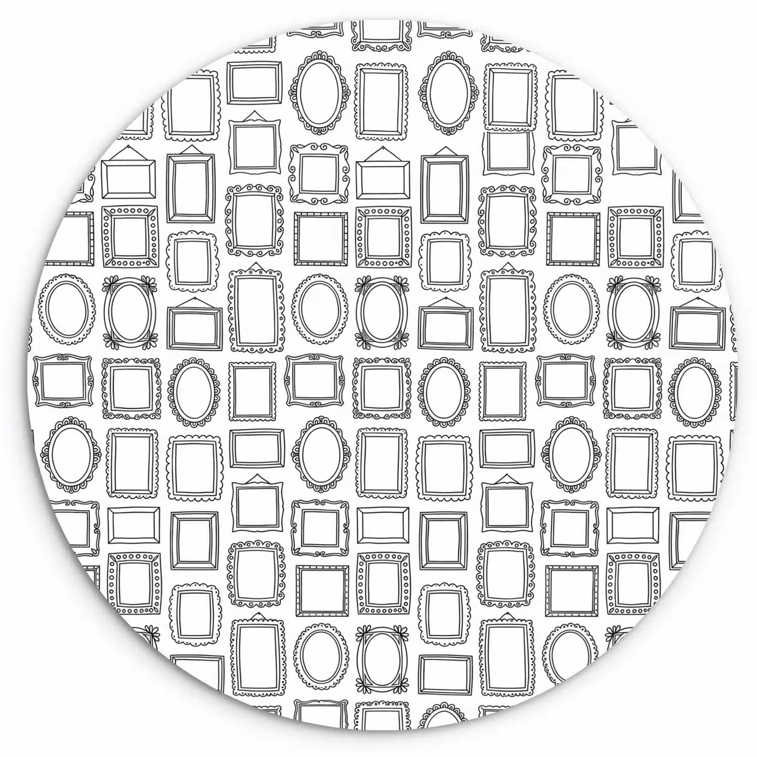 Lijsten - Patroon - Decoratie - Schets - Zwart-wit Wandcirkel kunststof plaat 5mm dik klein -3d