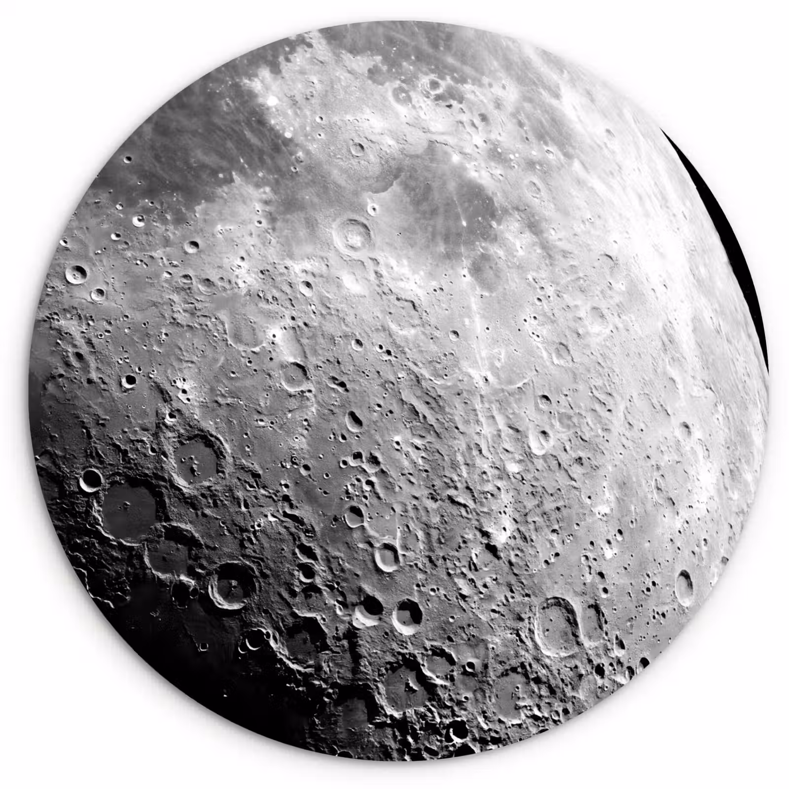 Muurcirkel - Maan - Kraters - Ruimte - Maan - Kraters - Ruimte Wandcirkel kunststof plaat 5mm dik klein