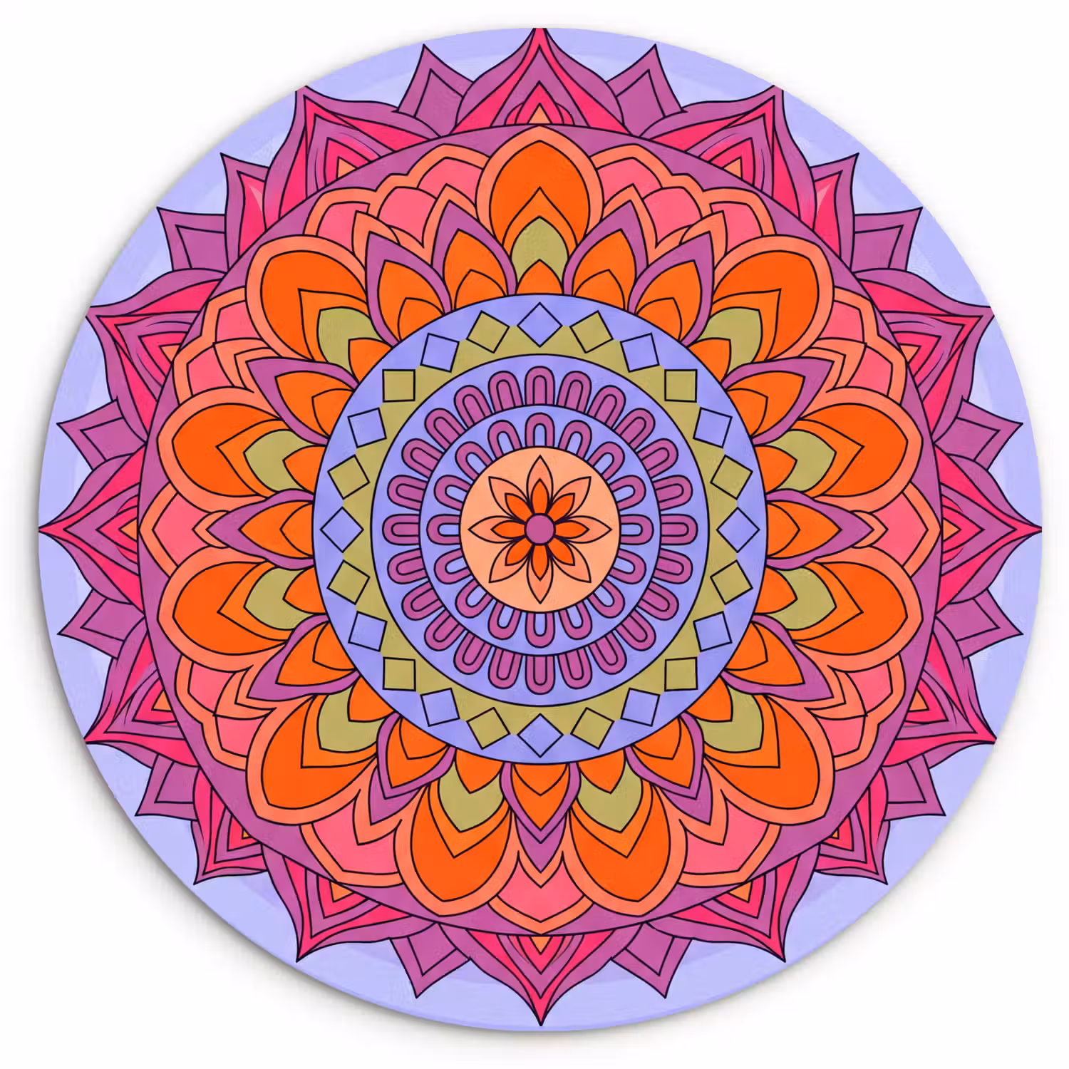 Mandala - Cirkel - Abstract - Kleurrijk - Patroon Wandcirkel kunststof plaat 5mm dik klein -3d