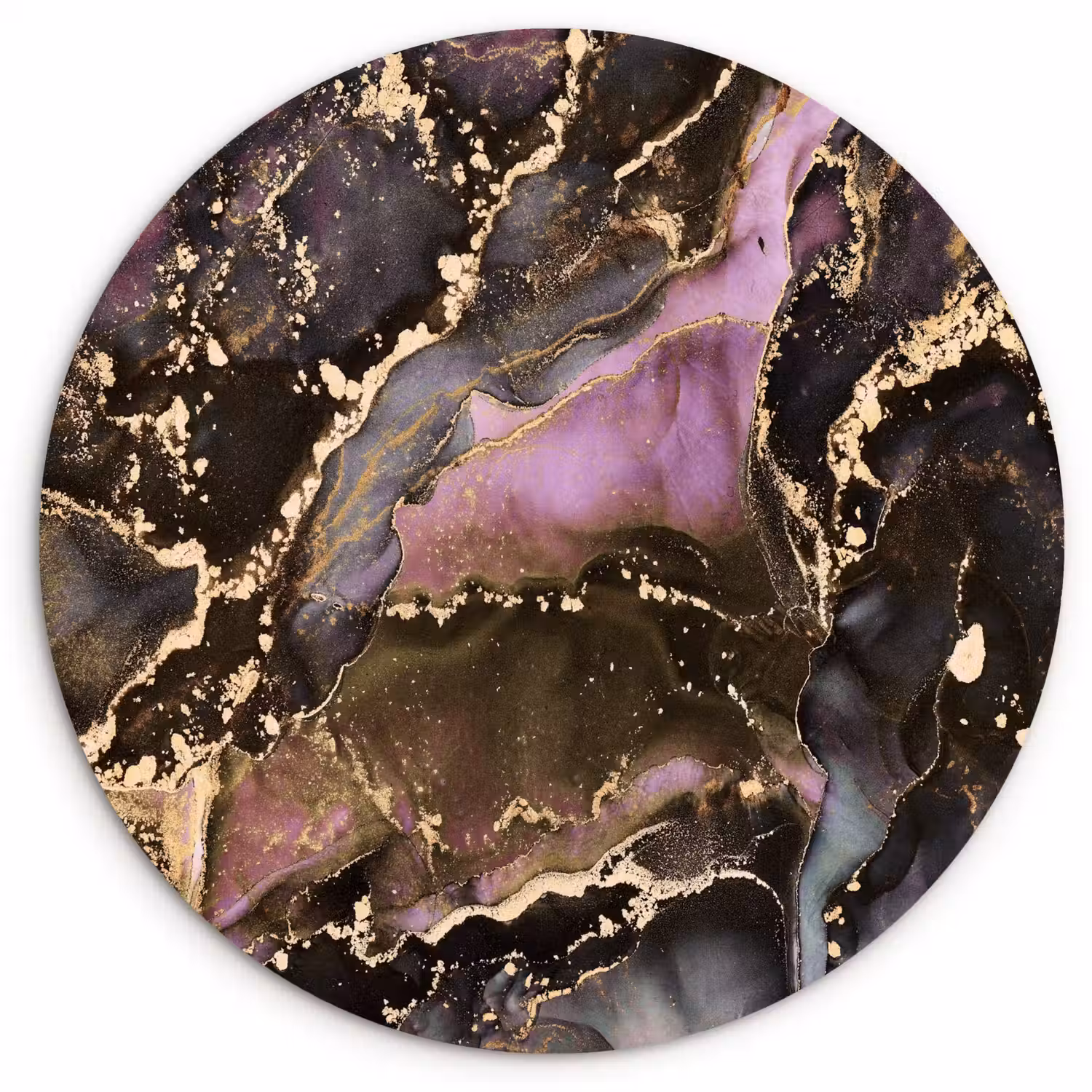 Marmer - Gold - Steen - Abstract Wandcirkel kunststof plaat 5mm dik klein -3d