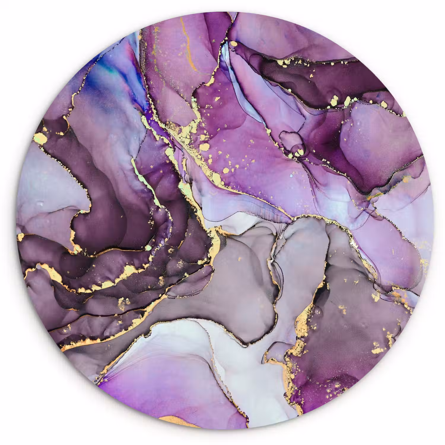 Marmer - Roze - Paars - Gold Wandcirkel kunststof plaat 5mm dik klein -3d
