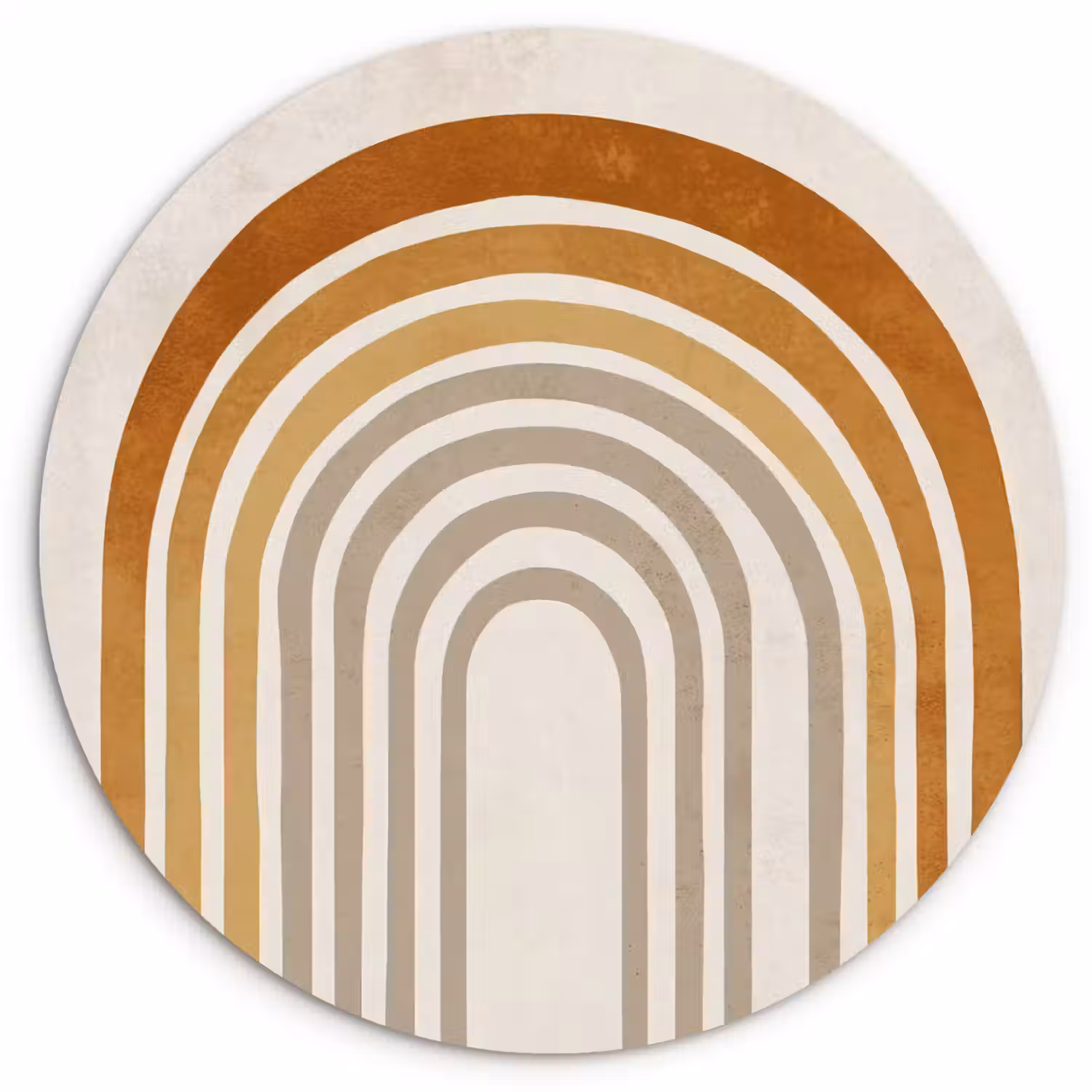 Minimalistisch - Boog - Lijnen - Beige Wandcirkel kunststof plaat 5mm dik klein -3d