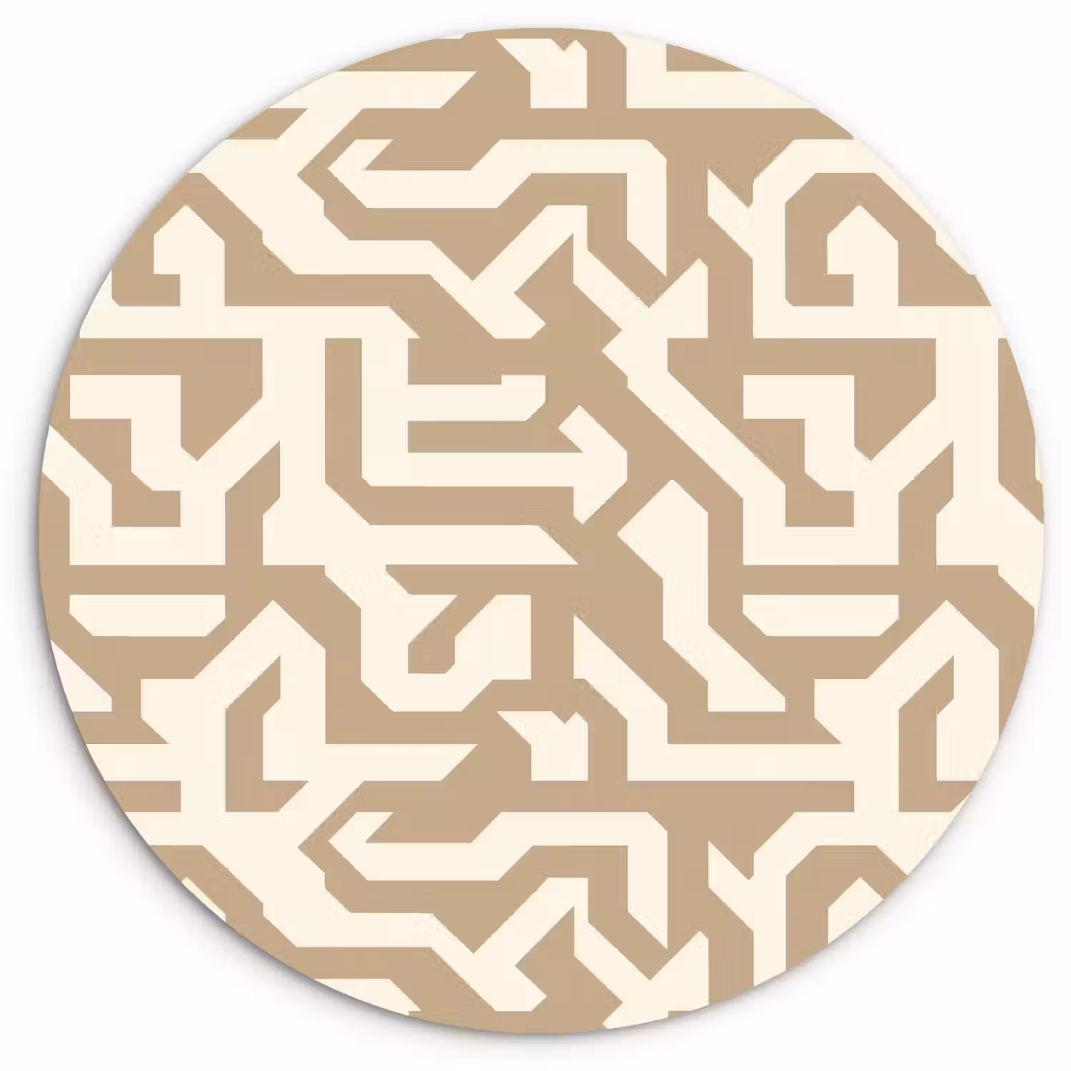 Modern - Abstract - Beige Wandcirkel kunststof plaat 5mm dik klein 188 -3d