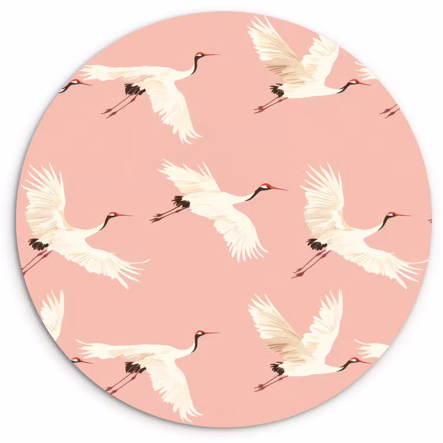 Modern - Kraanvogels - Roze Wandcirkel kunststof plaat 5mm dik klein 188 -3d