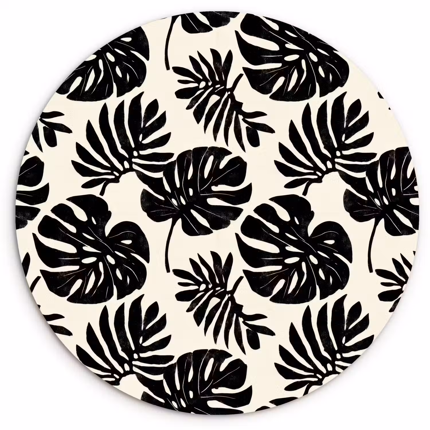 Modern - Monstera - Zwart Wandcirkel kunststof plaat 5mm dik klein 188 -3d
