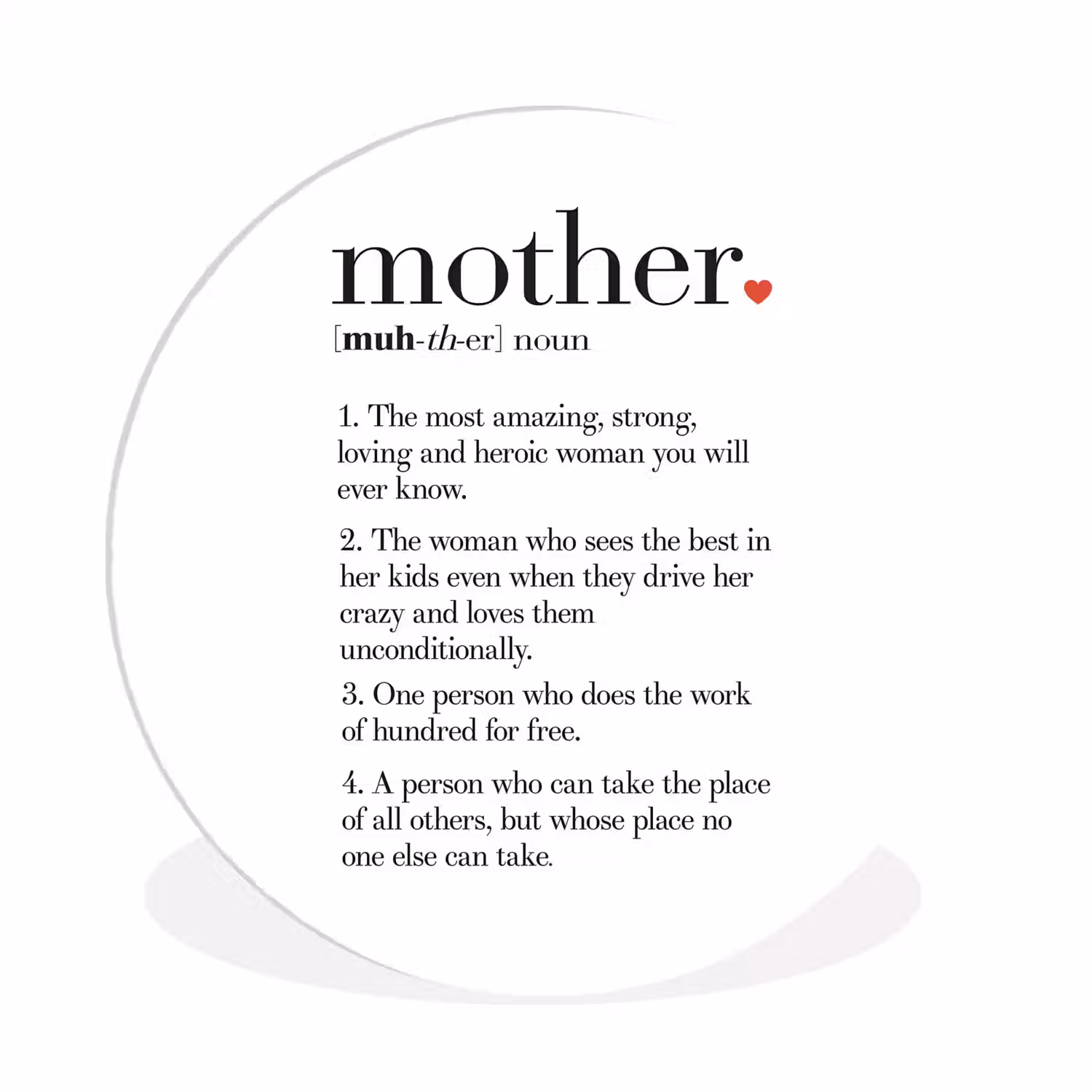 Moeder definitie - Quotes - Mother - Spreuken Wandcirkel kunststof plaat 5mm dik klein -3d