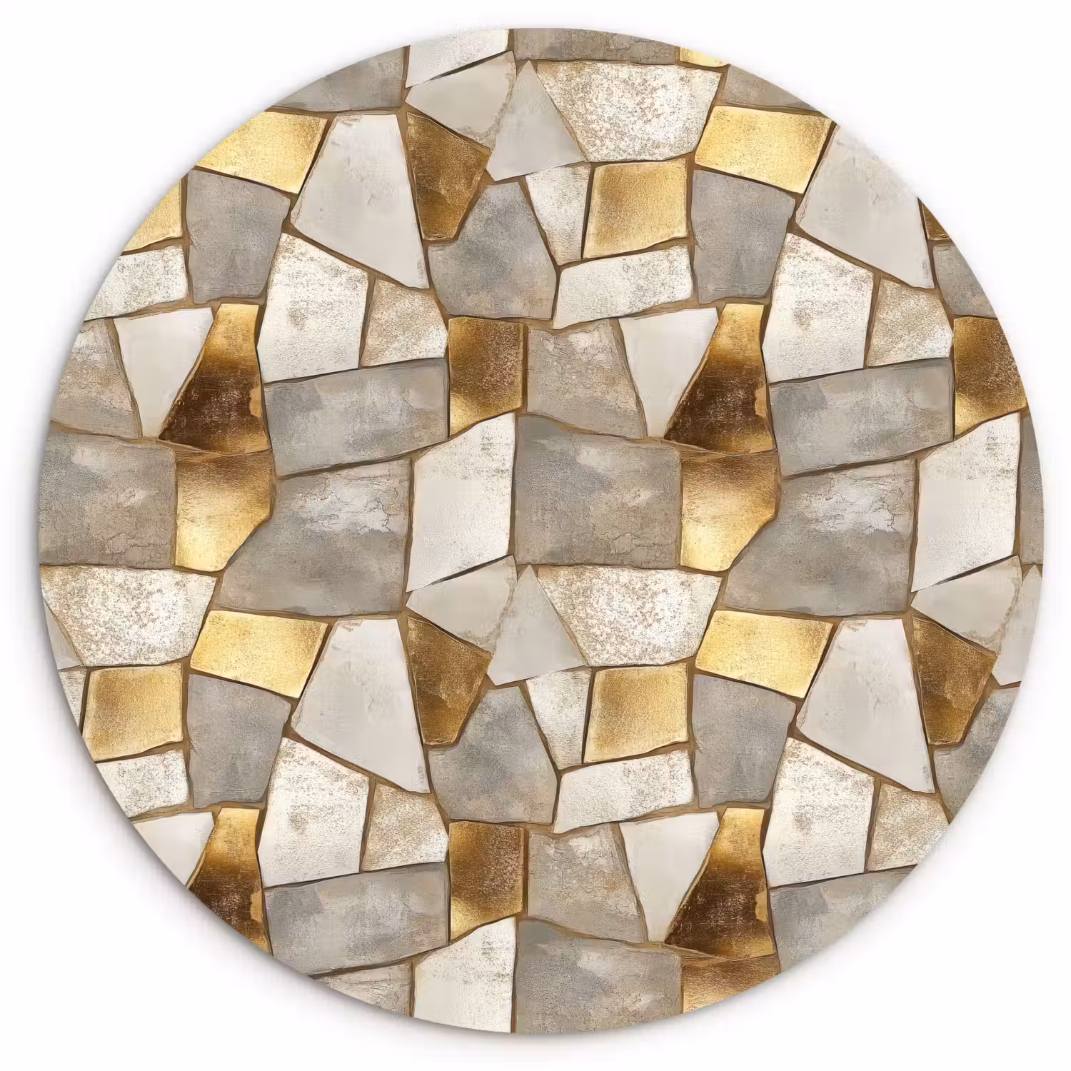 Mozaïek - Marmer - Goud Wandcirkel kunststof plaat 5mm dik klein 188 -3d