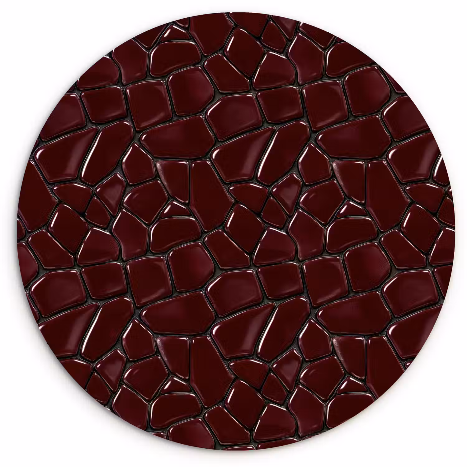 Mozaïek - Tegel - Bordeauxrood Wandcirkel kunststof plaat 5mm dik klein 188 -3d