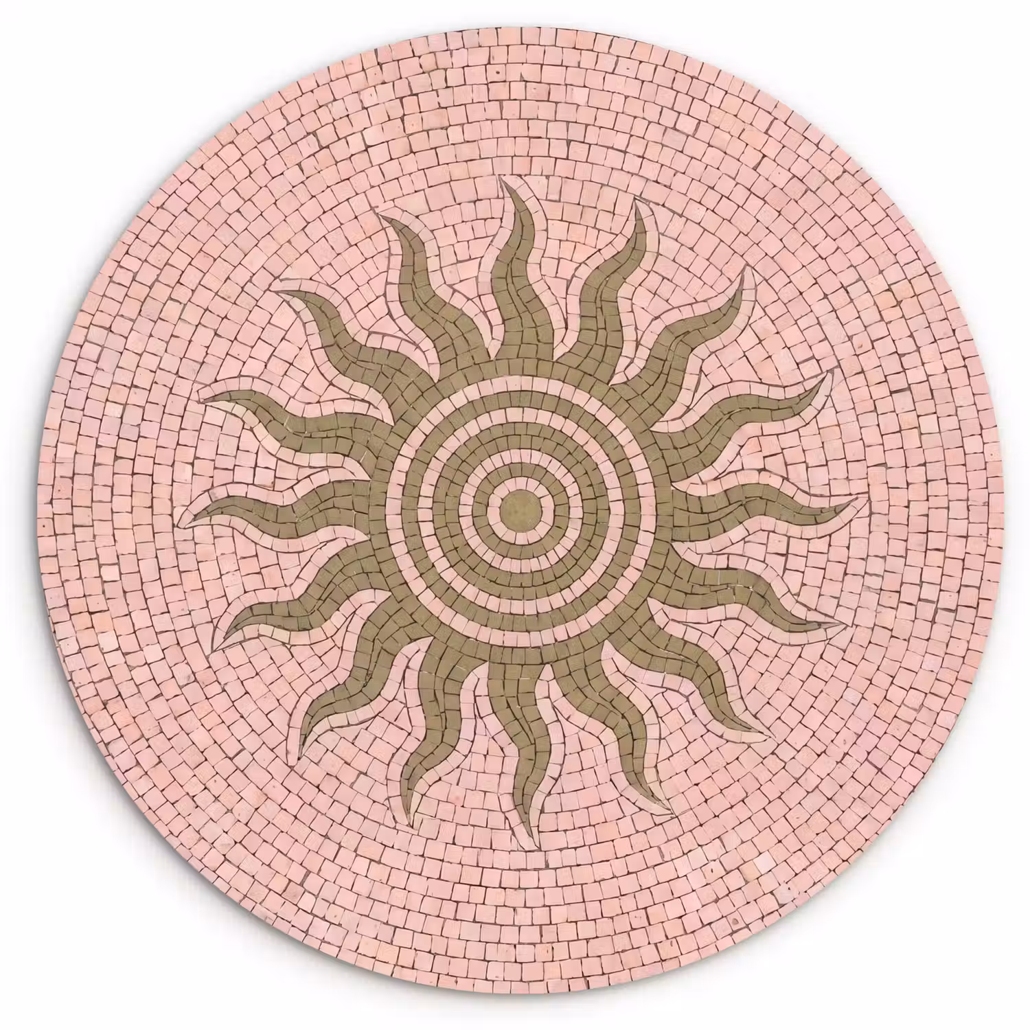 Mozaïek - Zon - Patroon - Klassiek - Roze Wandcirkel kunststof plaat 5mm dik klein -3d