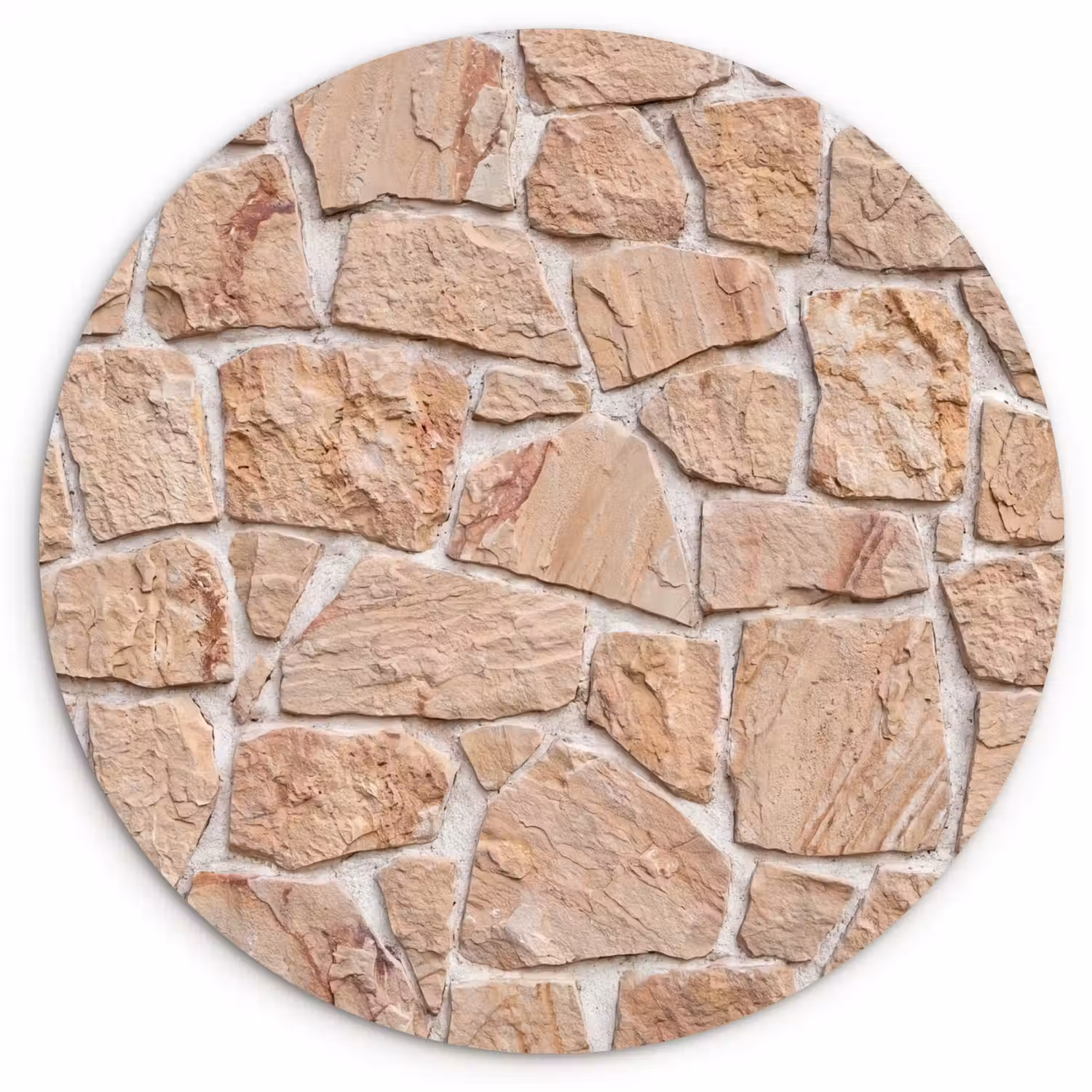 Muur - Steen - Patroon - Rustiek - Beige Wandcirkel kunststof plaat 5mm dik klein -3d