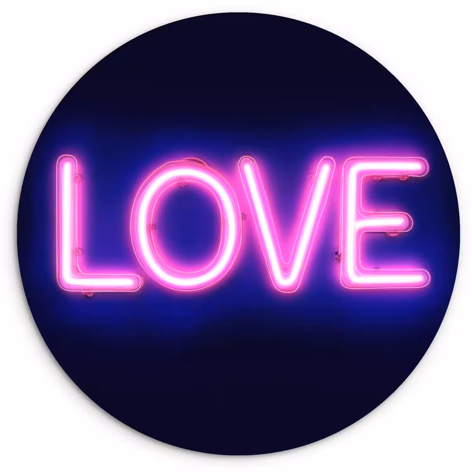 Neon - Love - Valentijn Wandcirkel kunststof plaat 5mm dik klein -3d
