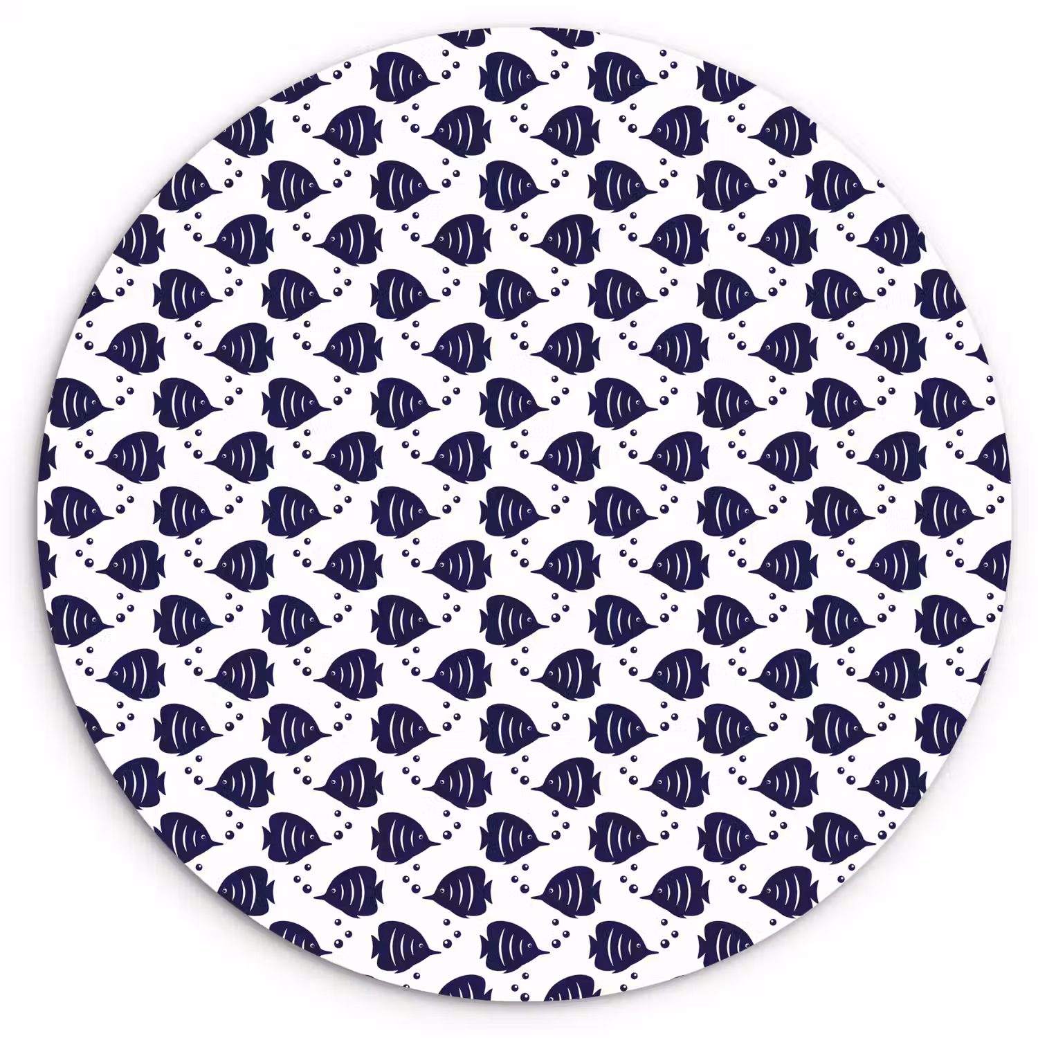 Oceaan - Vis - Blauw - Wit Wandcirkel kunststof plaat 5mm dik klein 188 -3d