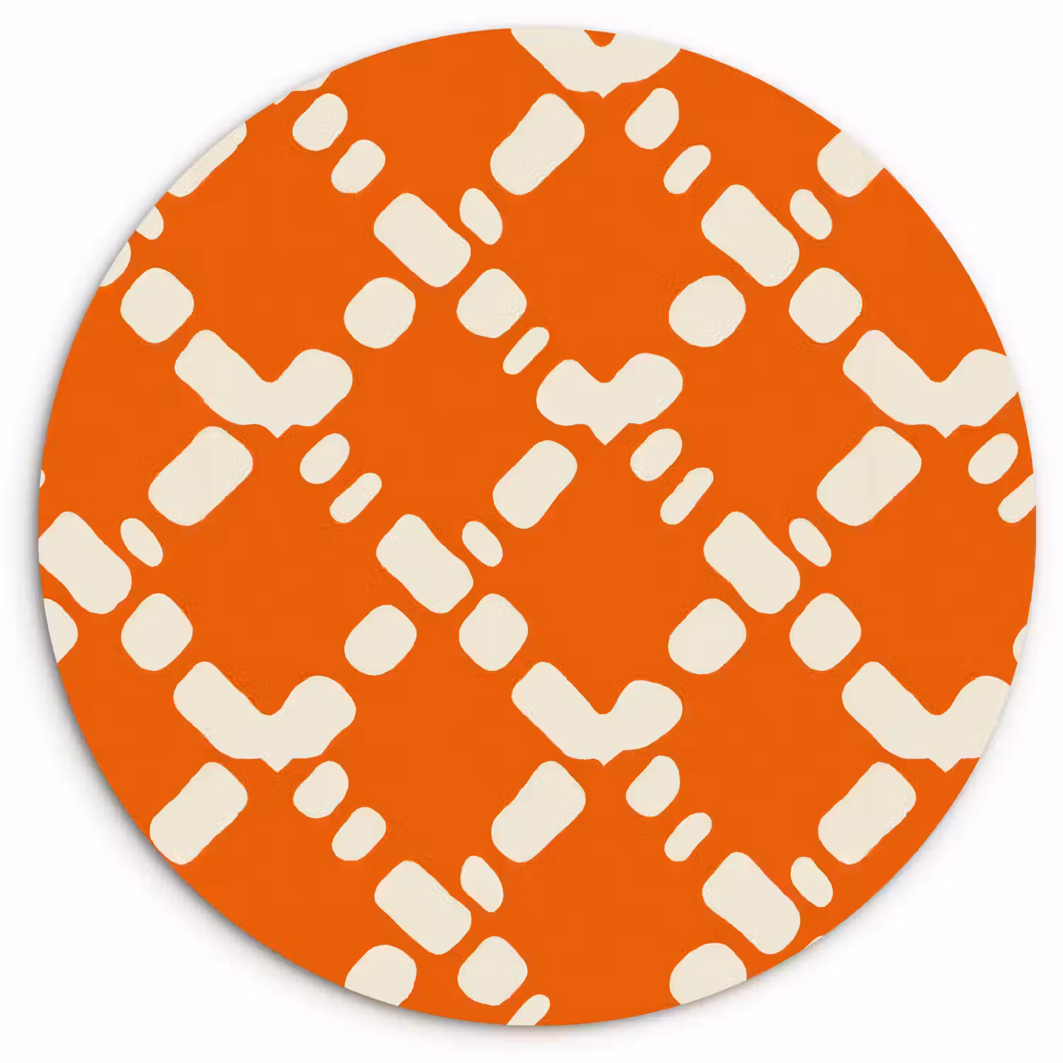 Oranje - Ruitpatroon - Wit Wandcirkel kunststof plaat 5mm dik klein 188 -3d