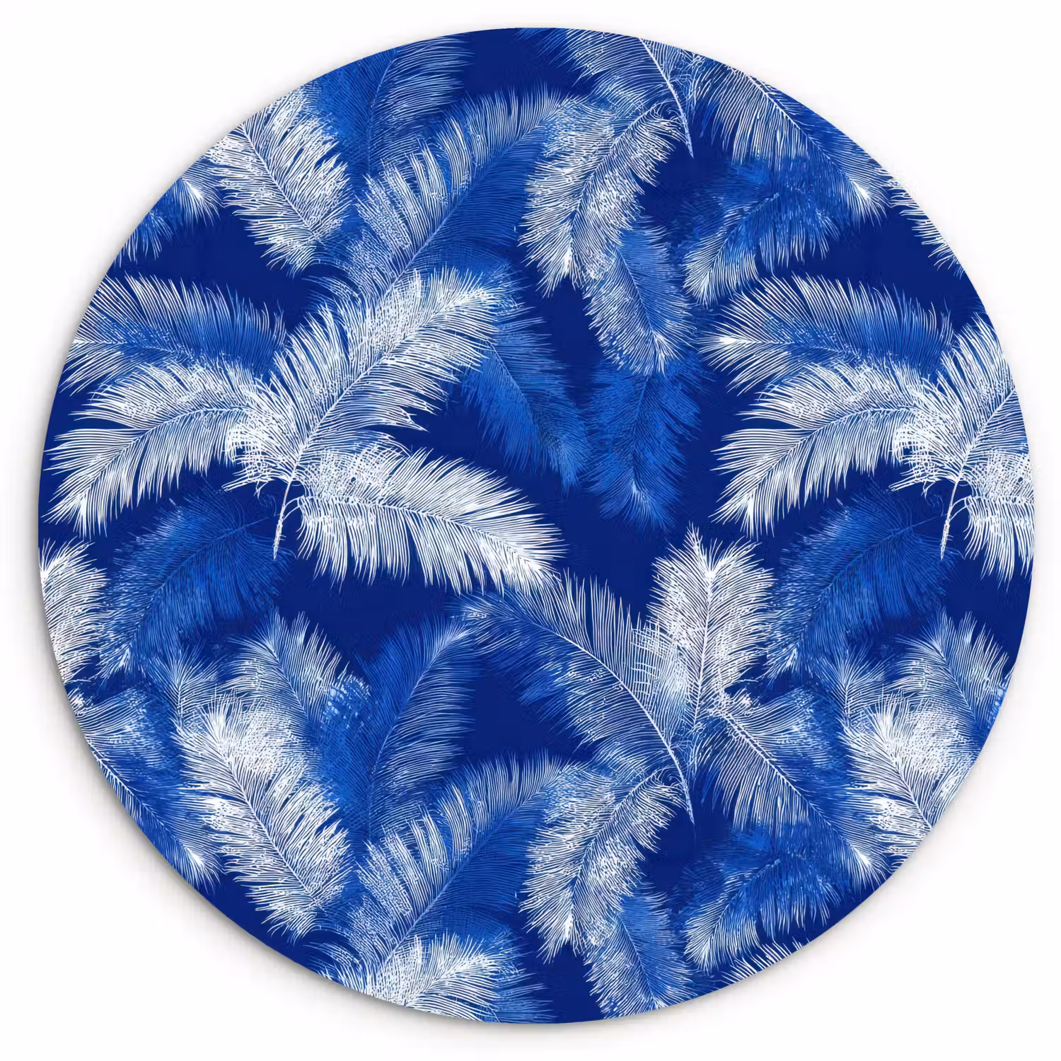 Palmblad - Patroon - Blauw Wandcirkel kunststof plaat 5mm dik klein 188 -3d