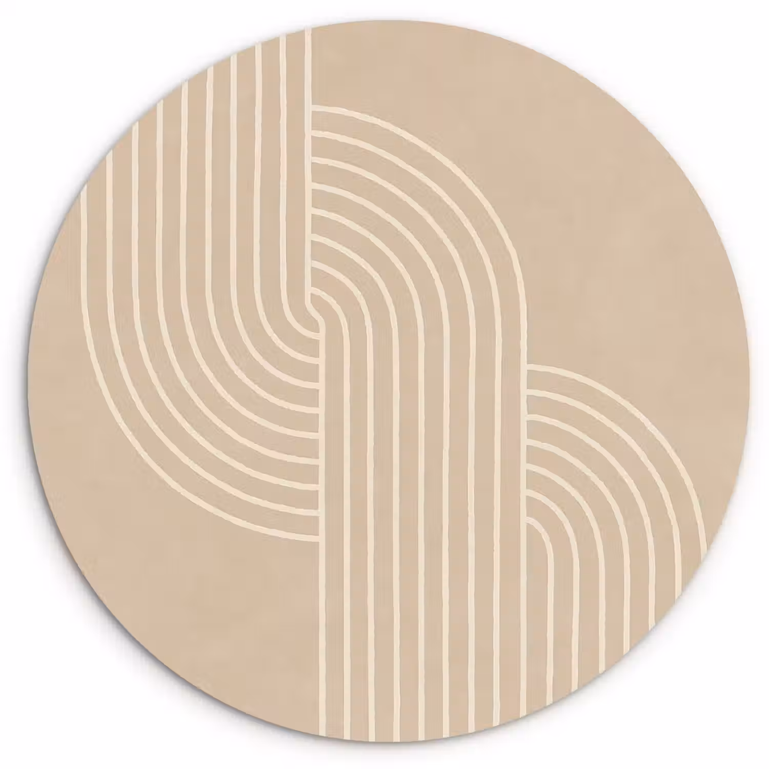 Parallelle lijnen - Lichte textuur - Beige Wandcirkel kunststof plaat 5mm dik klein -3d