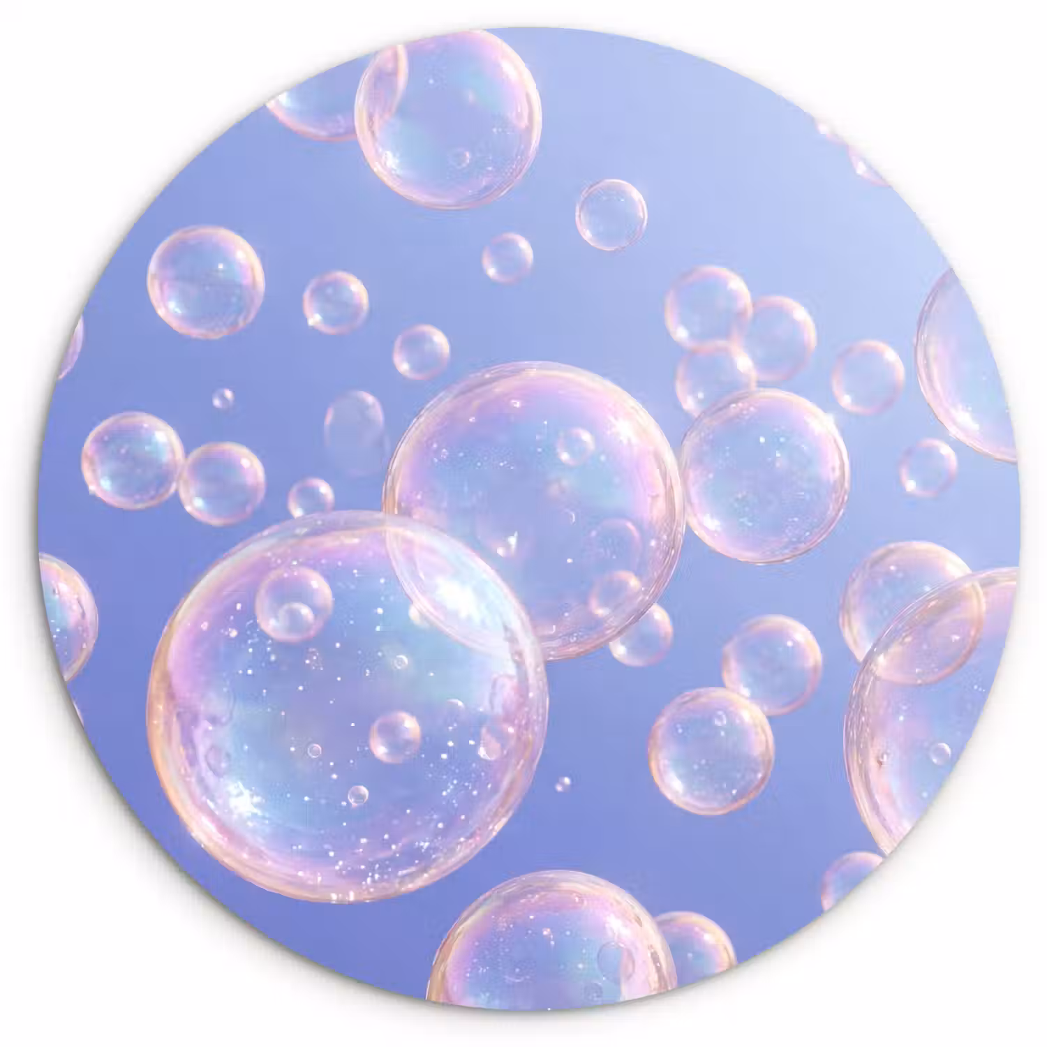 Pastel - Bubbels - Dromerig Wandcirkel kunststof plaat 5mm dik klein -3d