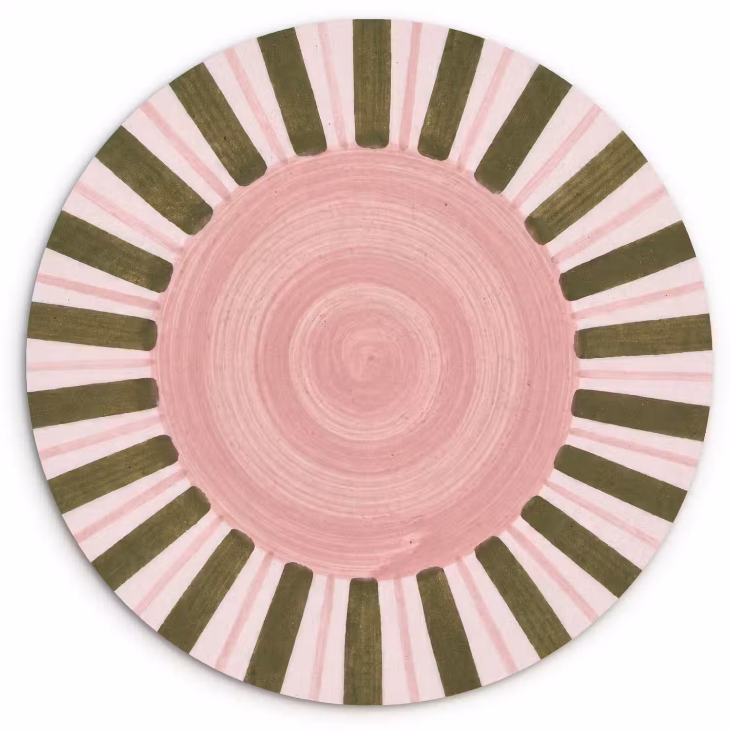 Patroon - Cirkel - Stralen - Abstract - Roze Wandcirkel kunststof plaat 5mm dik klein -3d