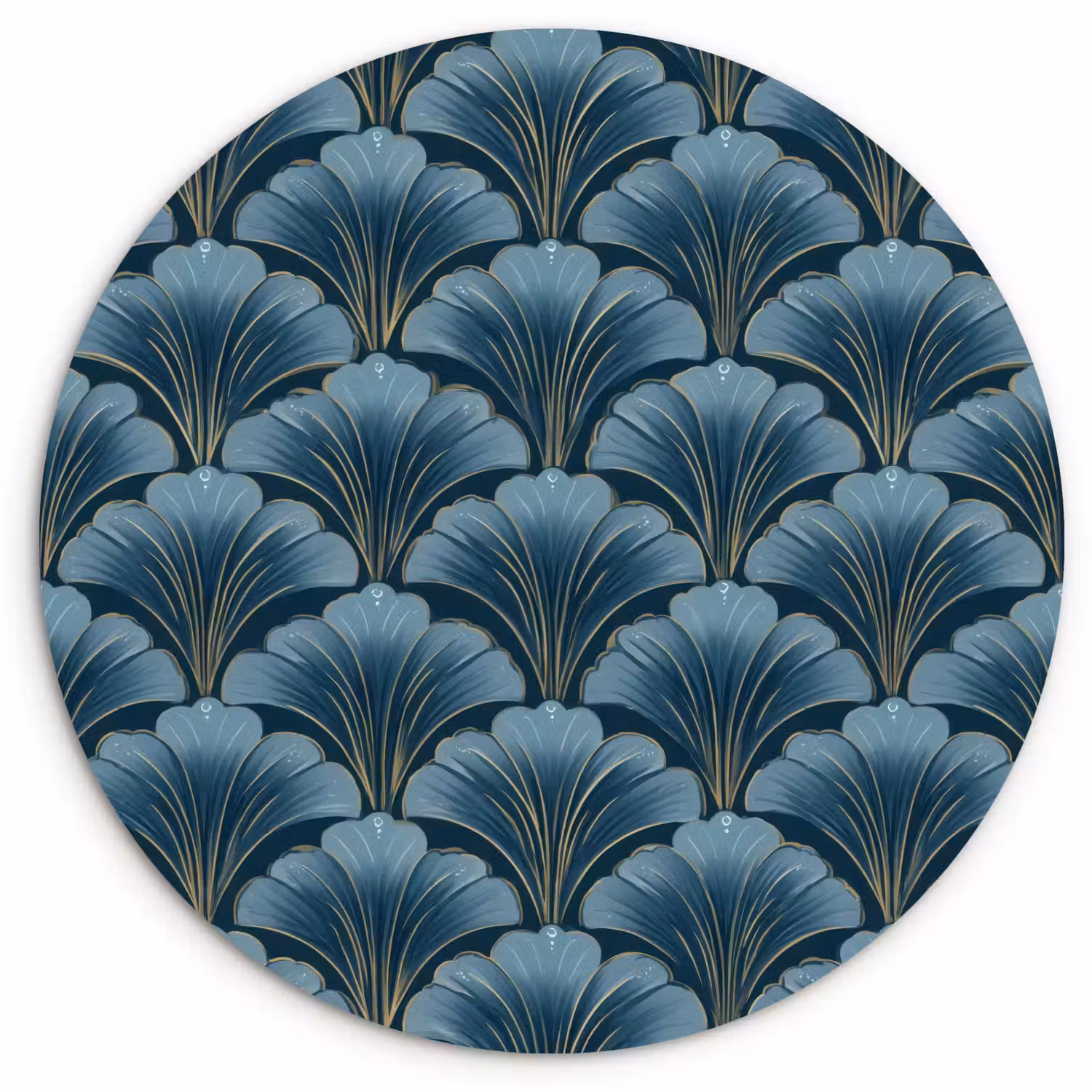 Patroon - Ginkgoblad - Blauw Wandcirkel kunststof plaat 5mm dik klein 188 -3d