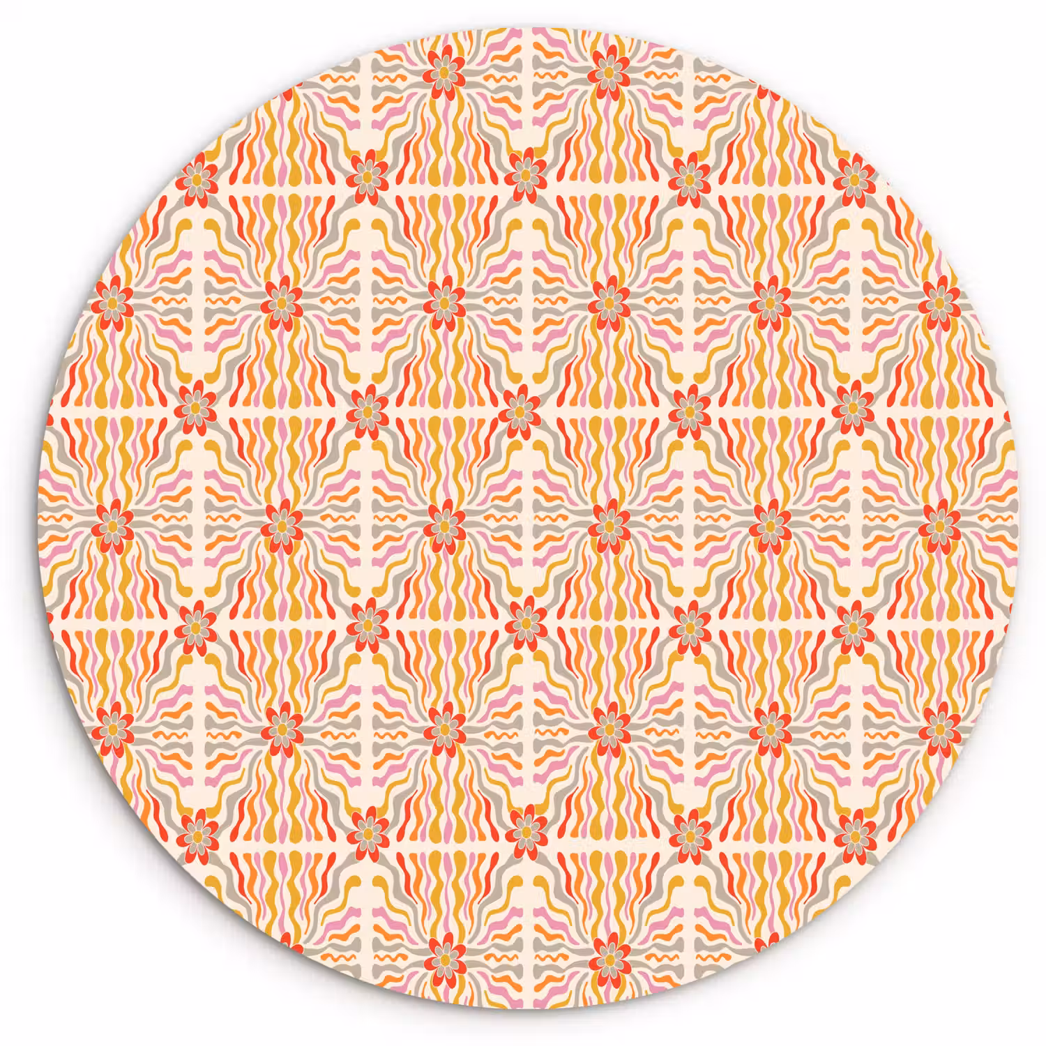 Patroon - Retro - Kleur Wandcirkel kunststof plaat 5mm dik klein 188 -3d