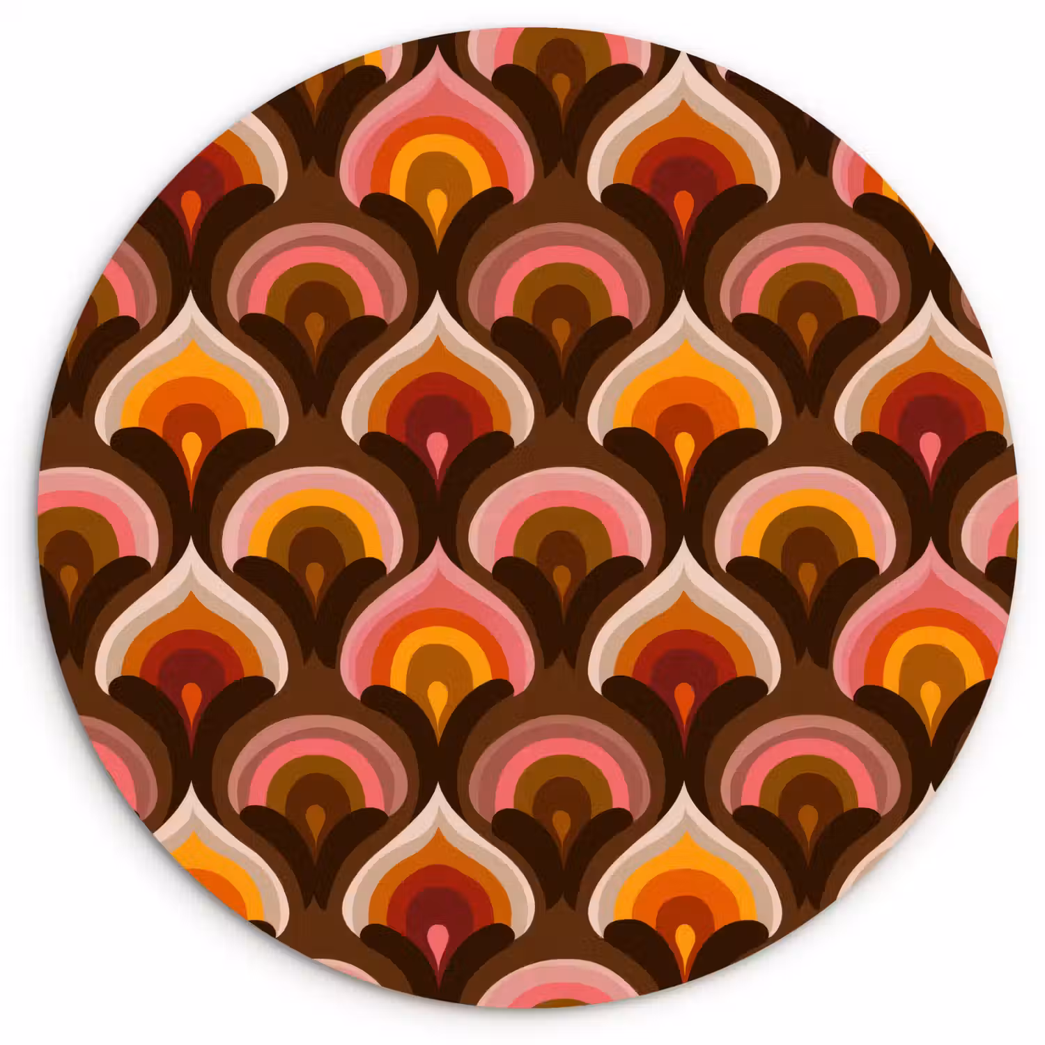 Patroon - Retro - Kleurrijk Wandcirkel kunststof plaat 5mm dik klein 188 -3d