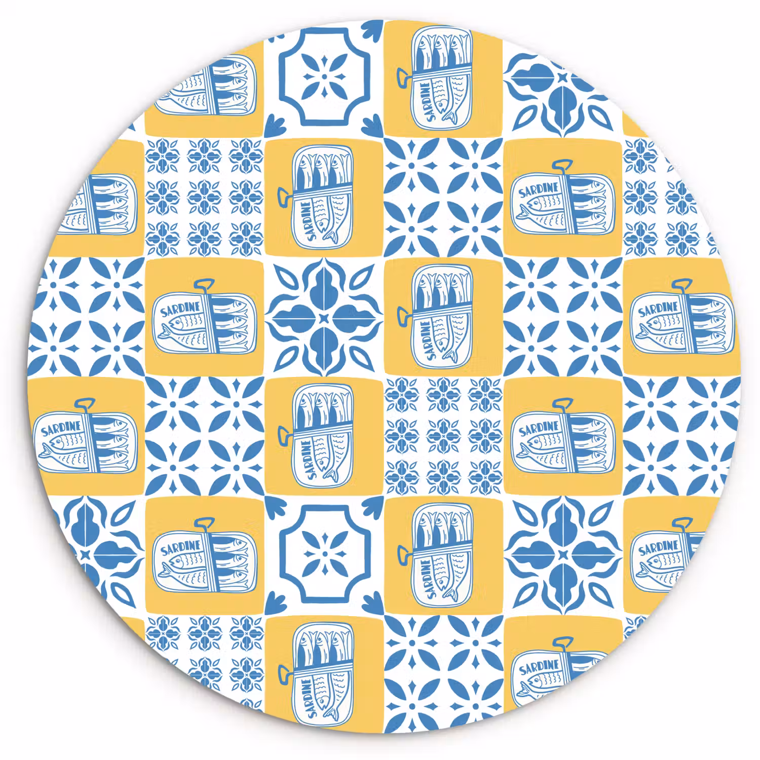 Zee - Geel - Blauw - Wit Wandcirkel kunststof plaat 5mm dik klein 188 -3d