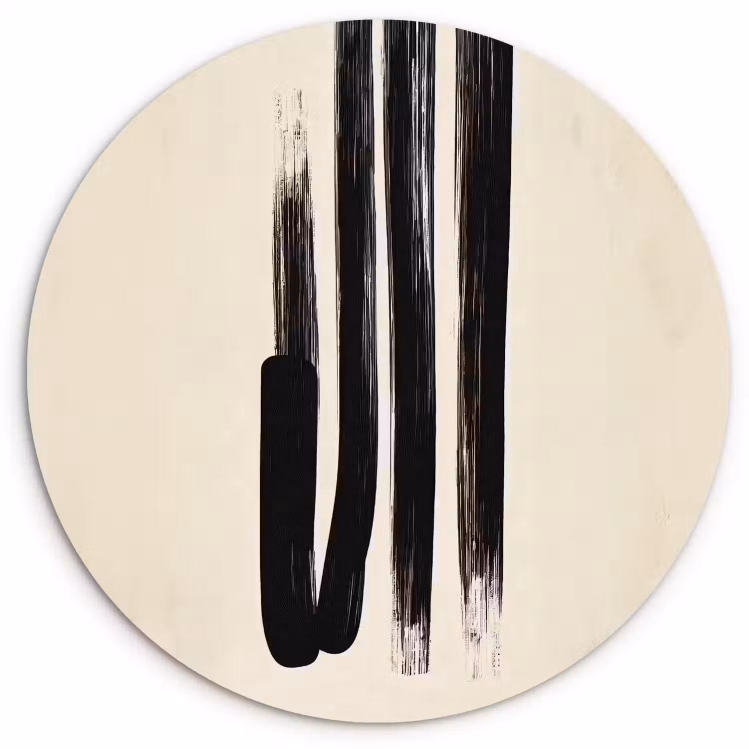 Penseelstreken - Verticaal - Zwart Wandcirkel kunststof plaat 5mm dik klein -3d