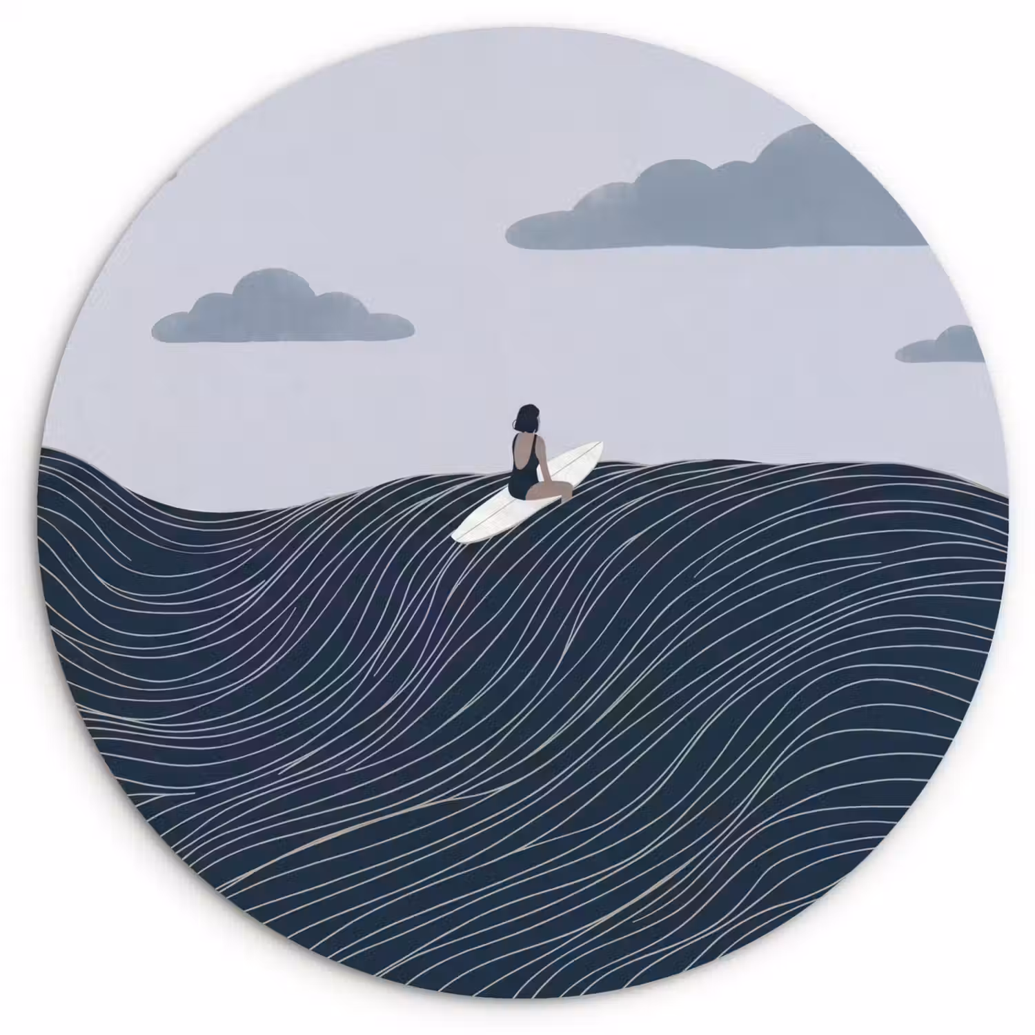 Persoon - Surfen - Oceaan - Natuur - Modern Wandcirkel kunststof plaat 5mm dik klein -3d