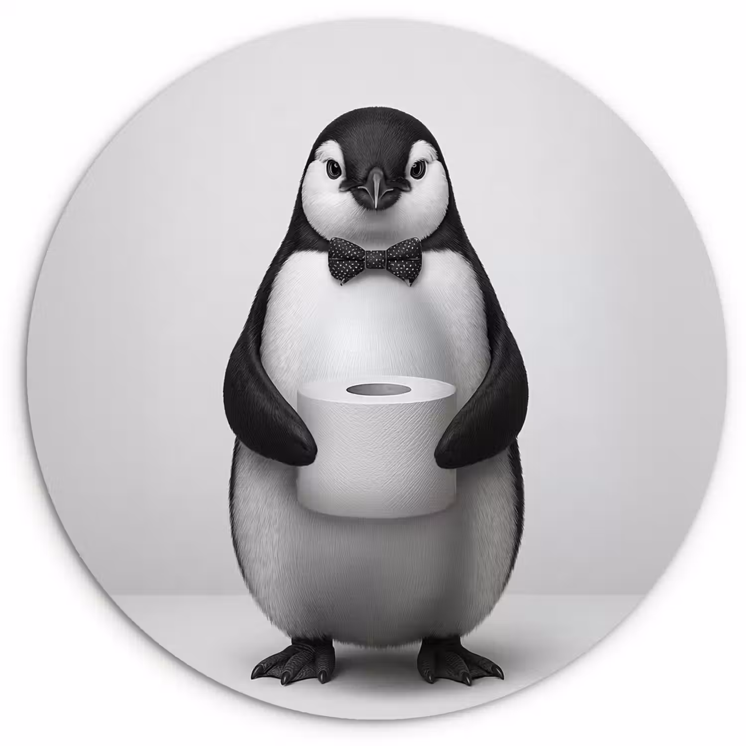 Pinguïn - WC rol - Wit Wandcirkel kunststof plaat 5mm dik klein -3d