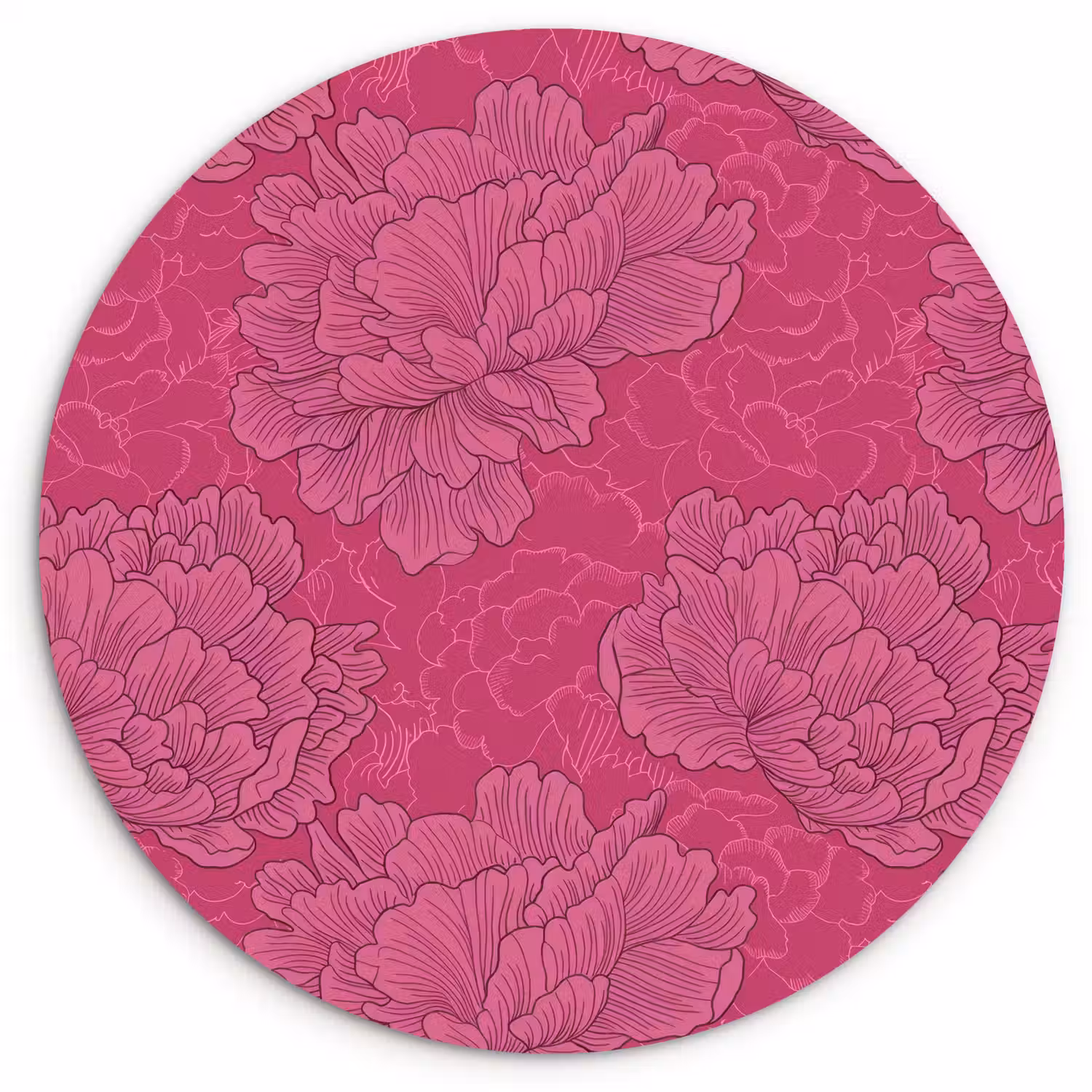Pioenrozen - Energiek - Roze Wandcirkel kunststof plaat 5mm dik klein 188 -3d