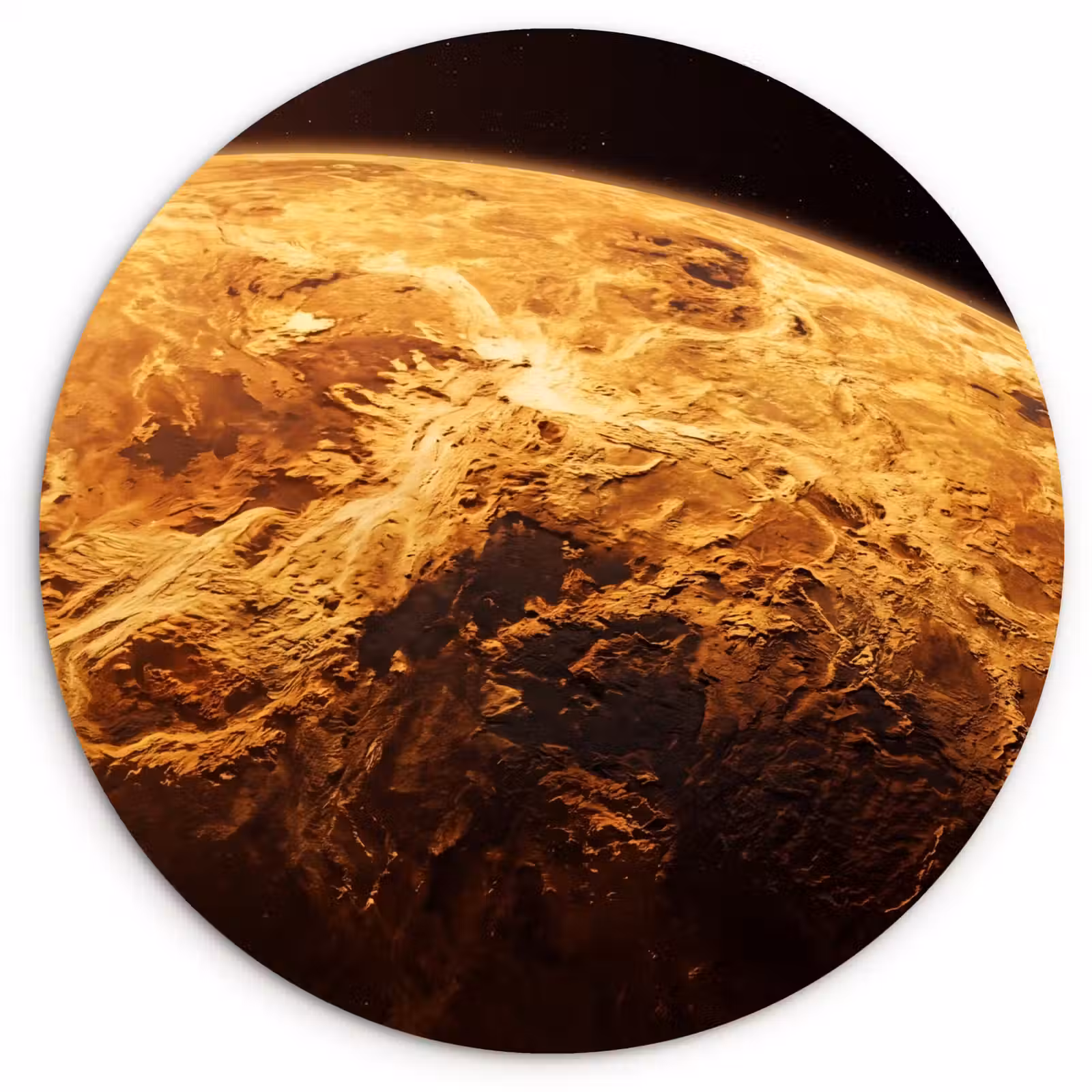 Muurcirkel - Planeet - Ruimte - Oranje - Planeet - Ruimte - Oranje Wandcirkel kunststof plaat 5mm dik klein