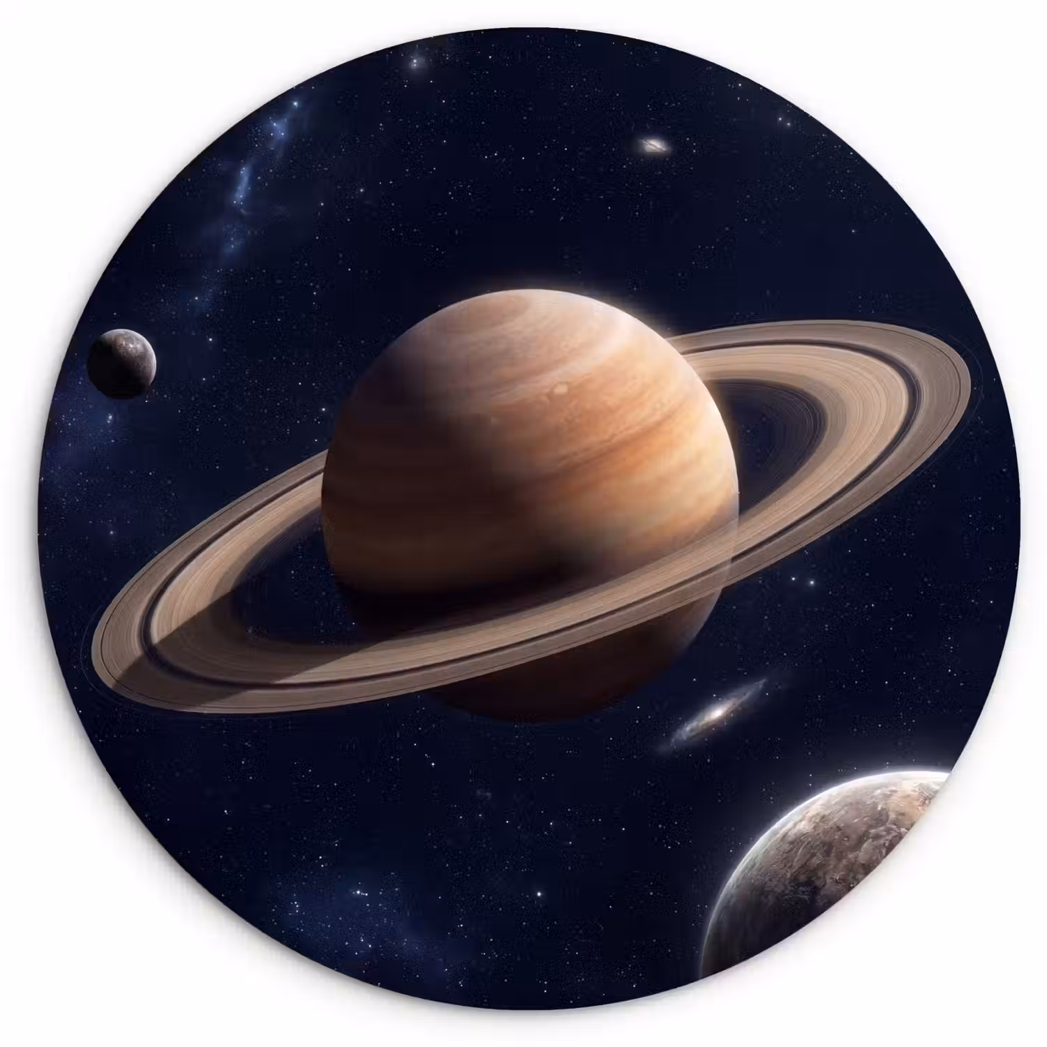 Planeten - Saturnus - Ruimte Wandcirkel kunststof plaat 5mm dik klein -3d