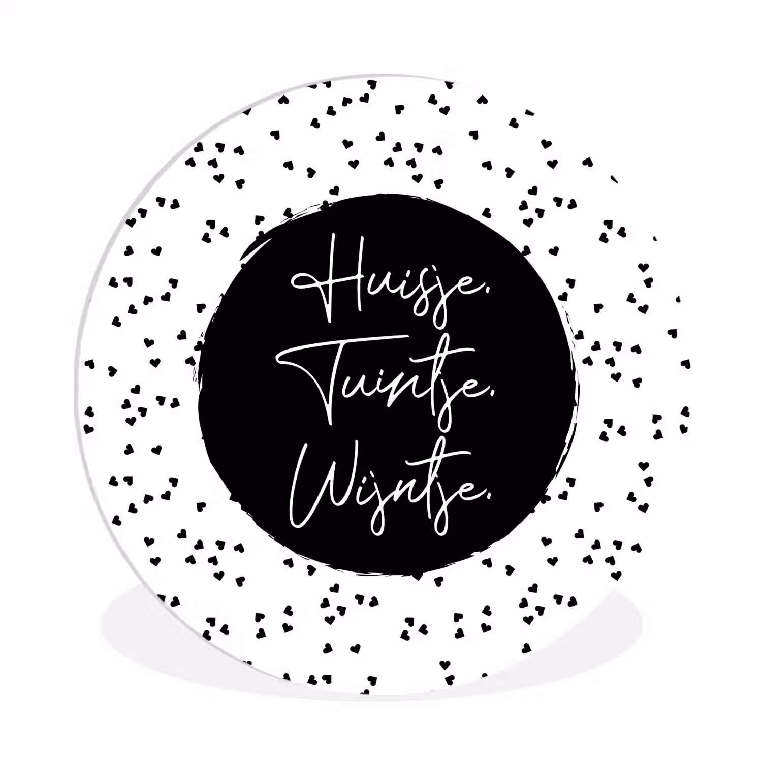 Quotes - Huisje. Tuintje. Wijntje. - Wijn - Tekst Wandcirkel kunststof plaat 5mm dik klein -3d