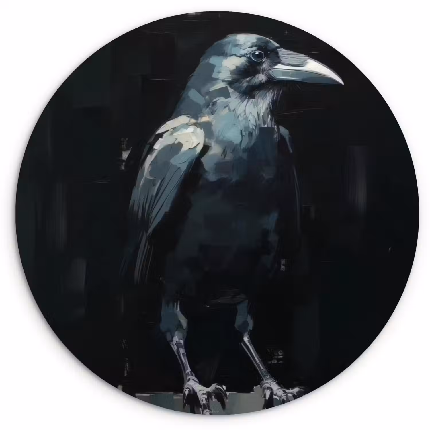 Raaf - Vogels - Zwart Wandcirkel kunststof plaat 5mm dik klein -3d