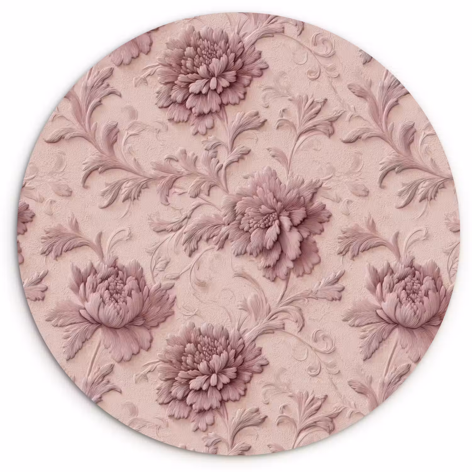 Reliëf - Pioenrozen - Roze Wandcirkel kunststof plaat 5mm dik klein 188 -3d