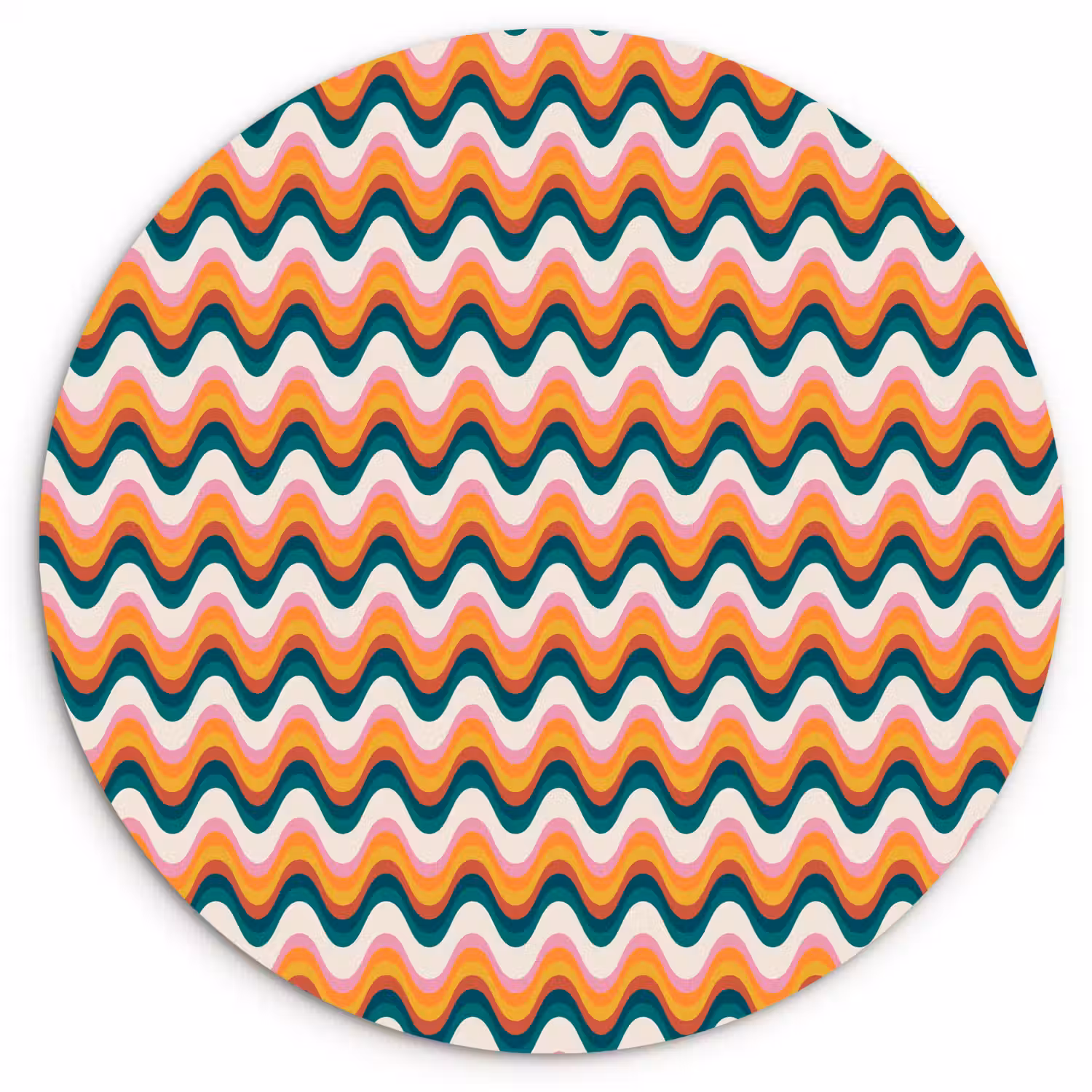 Retro - Disco - Golven - Kleur Wandcirkel kunststof plaat 5mm dik klein 188 -3d