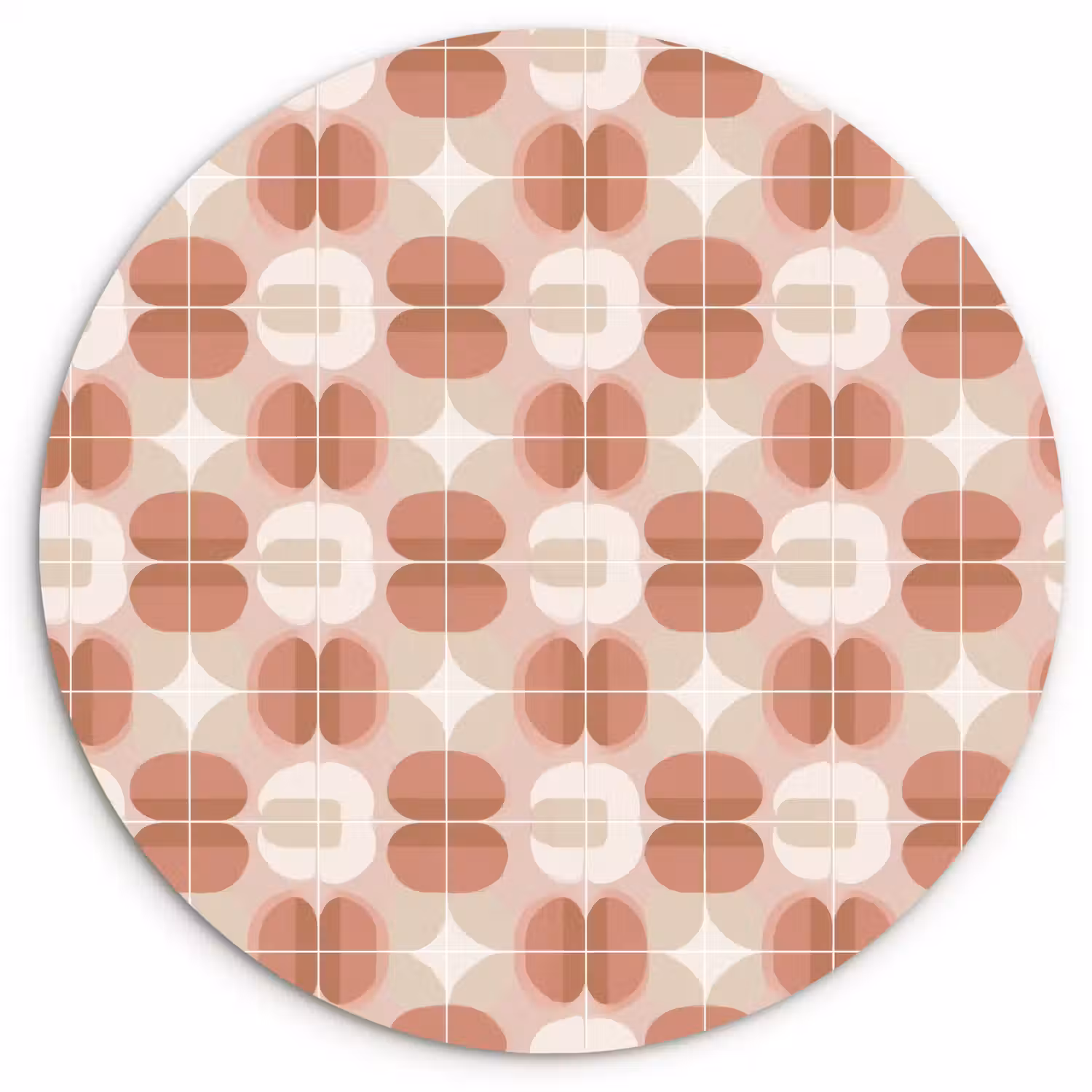 Retro - Klassiek - Roze Wandcirkel kunststof plaat 5mm dik klein 188 -3d
