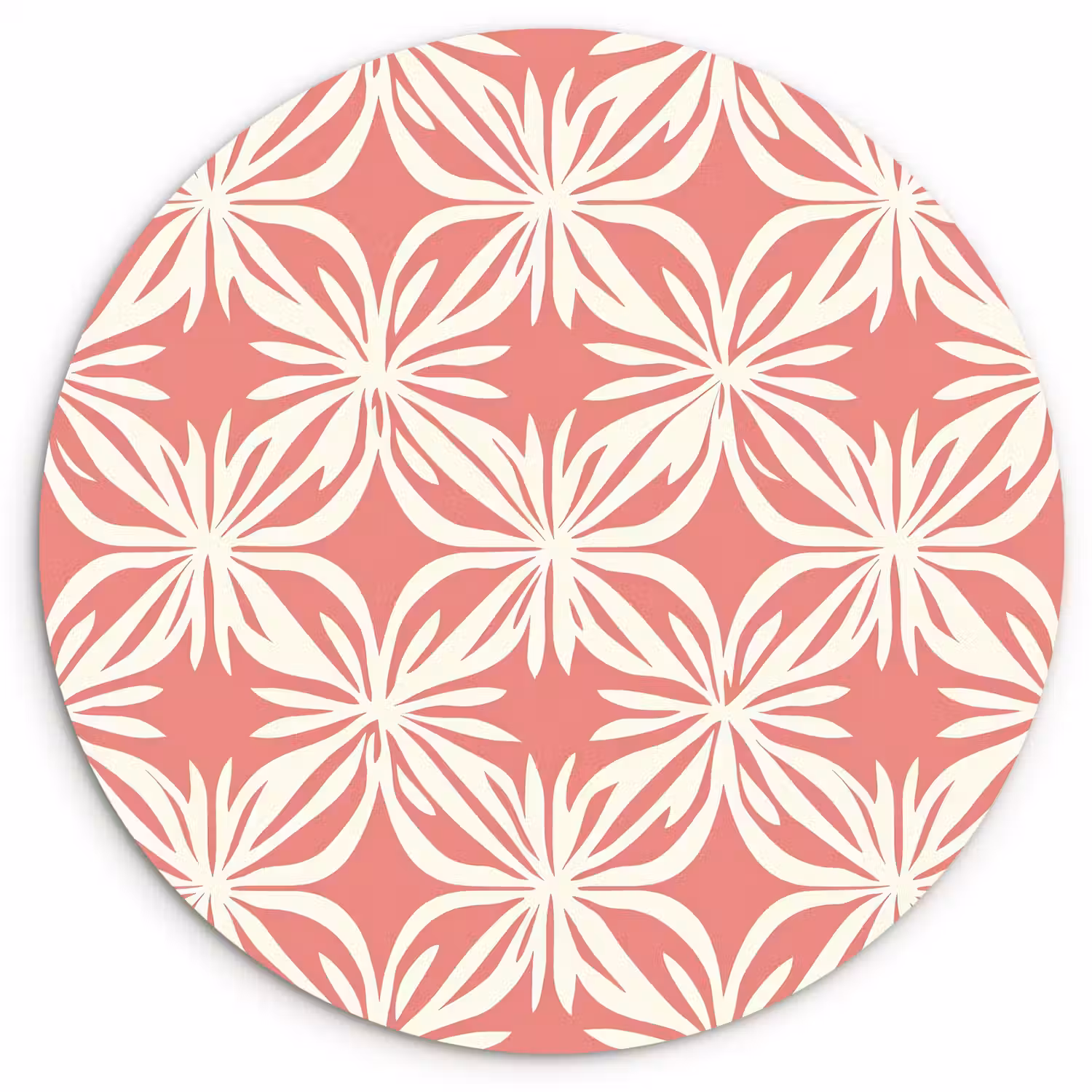 Roze - Bloemenmotief - Wit - Modern Wandcirkel kunststof plaat 5mm dik klein 188 -3d