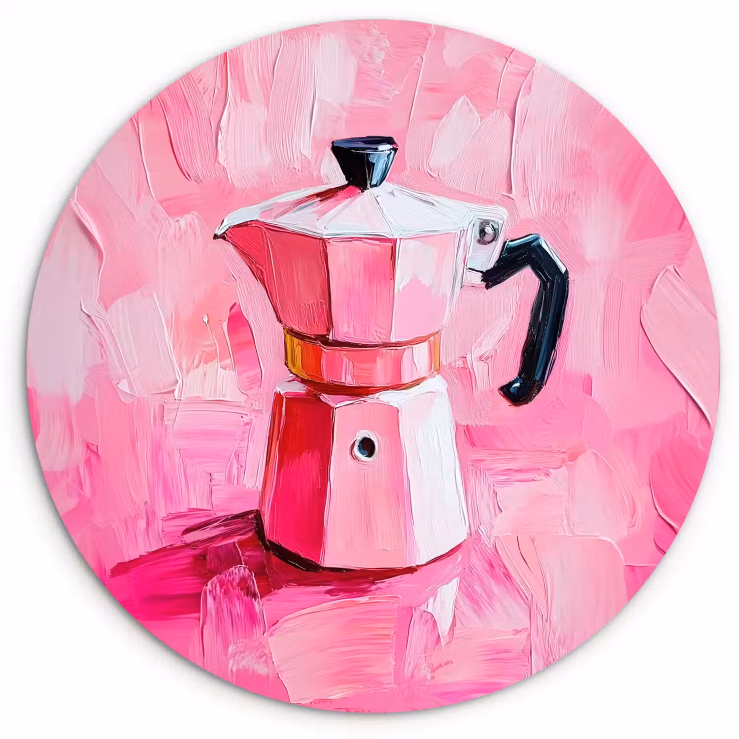 Roze - Verf - Coffee Wandcirkel kunststof plaat 5mm dik klein -3d