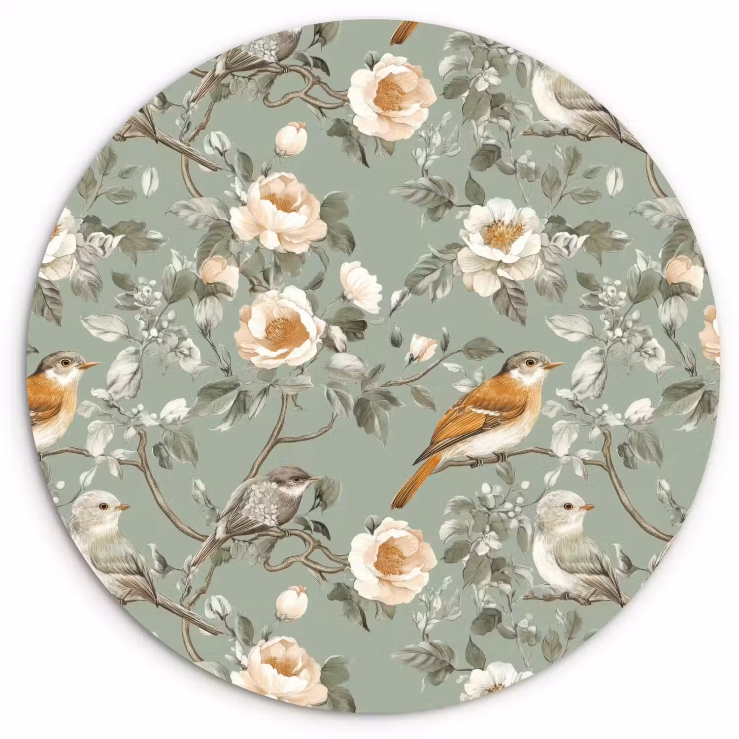 Roze - Vogels - Kleurrijk Wandcirkel kunststof plaat 5mm dik klein 188 -3d