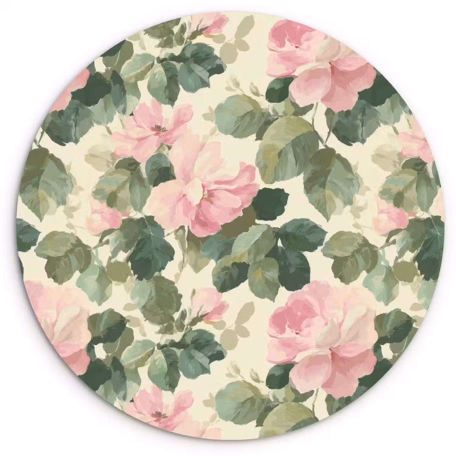 Rozen - Botanisch - Roze Wandcirkel kunststof plaat 5mm dik klein 188 -3d